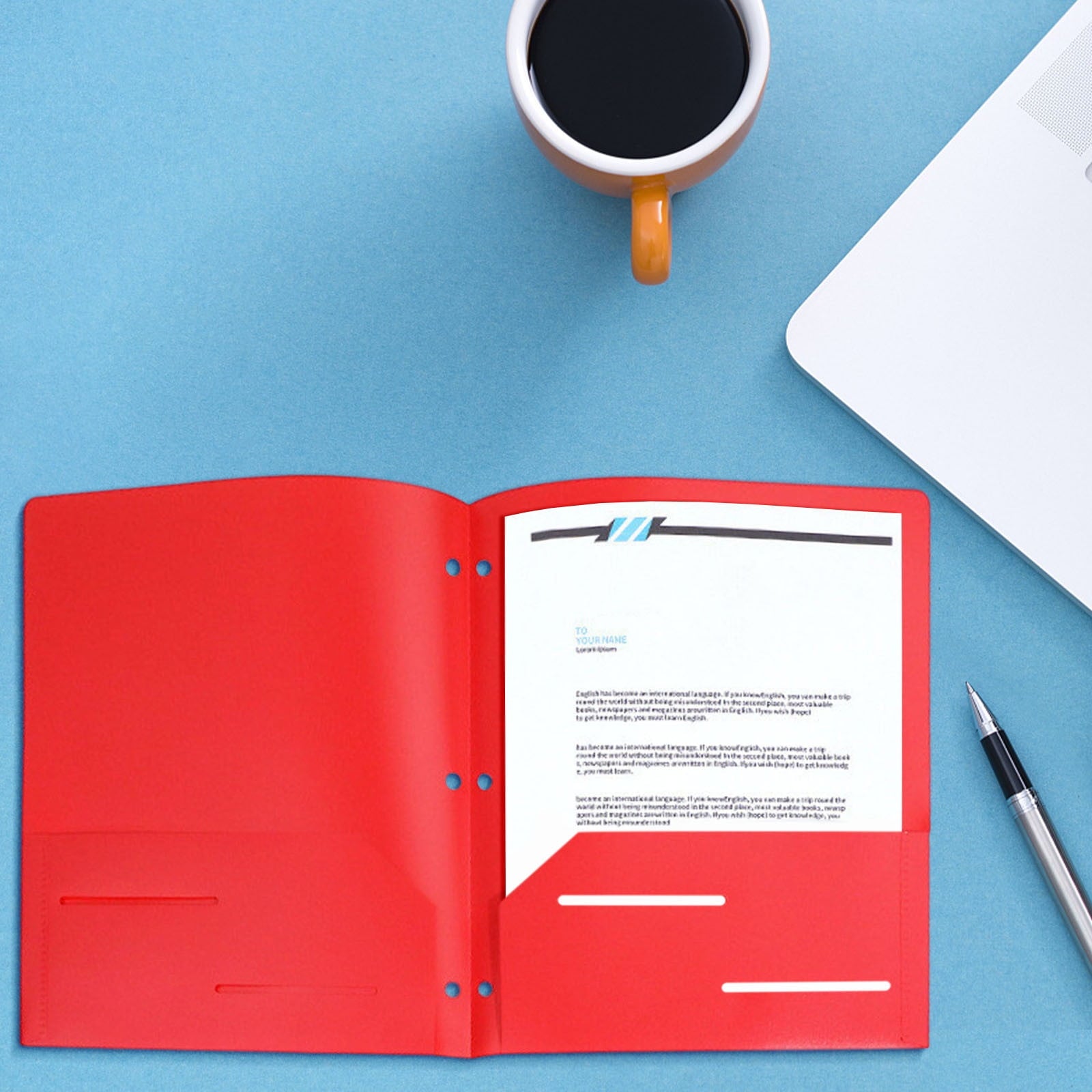 Holloyiver Heavy Duty Plastic 3 Hole Punch Pocket Folders,Plastic Folders with Pockets,Letter Size File Folders Durability, Folders with Pockets for Documents Office