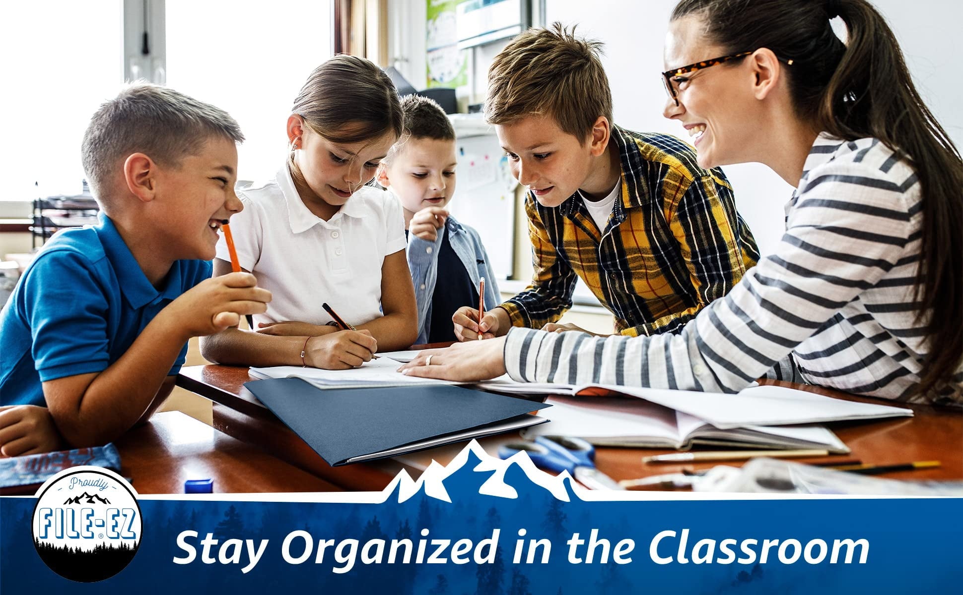 FILE-EZ Two-Pocket Folders, Assorted Colors, 25-Pack, Textured Paper, Letter Size (EZ-52500), Made in USA