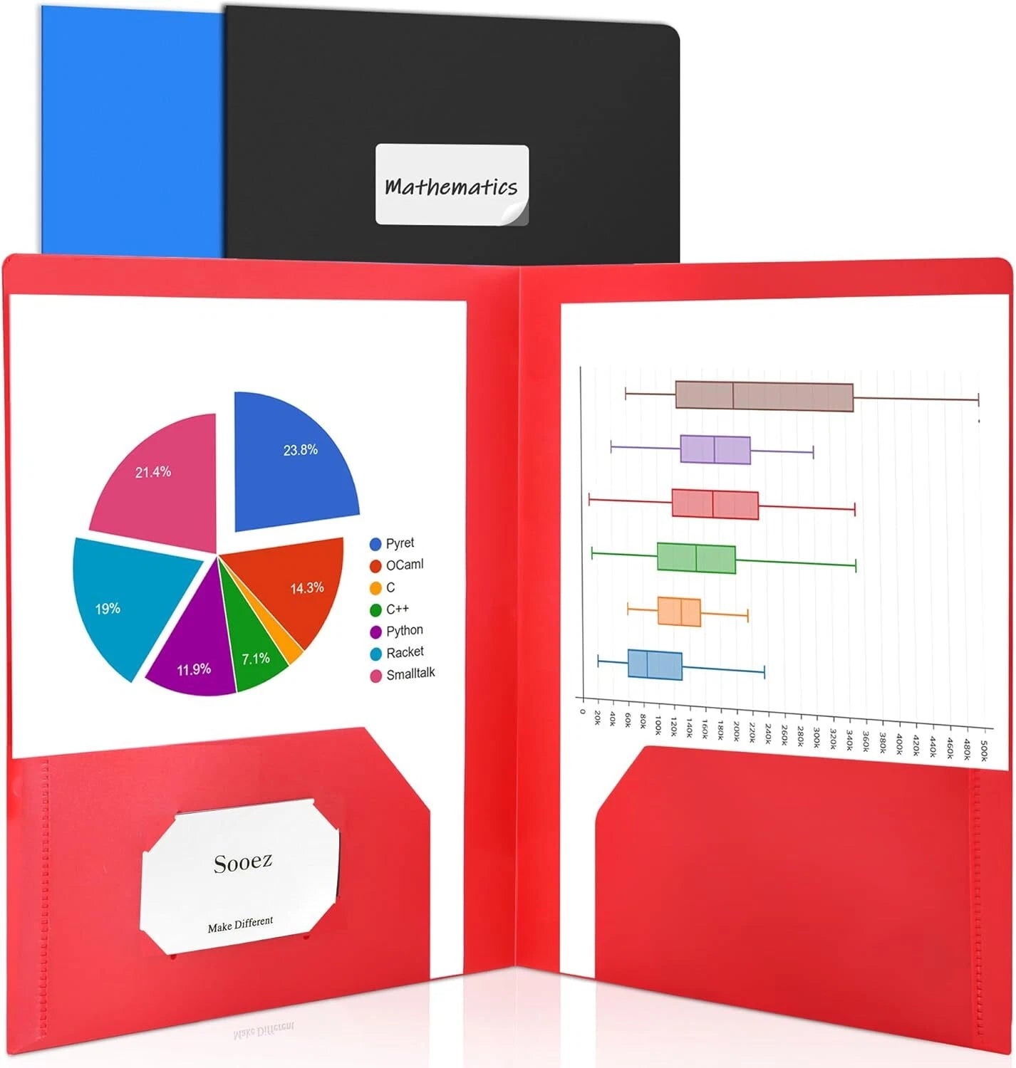 3 Pack 2-Pocket Folders With Labels, Heavy Duty Plastic Folders With Pockets, Pl