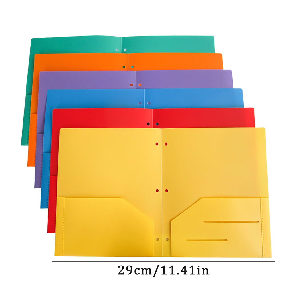 PEEIUO 2 Pocket Folders,Recycled Plastic punch Folders with 3 hole, Fits 3-Ring Binder, Holds 11” x 8-1/2” Paper,color random