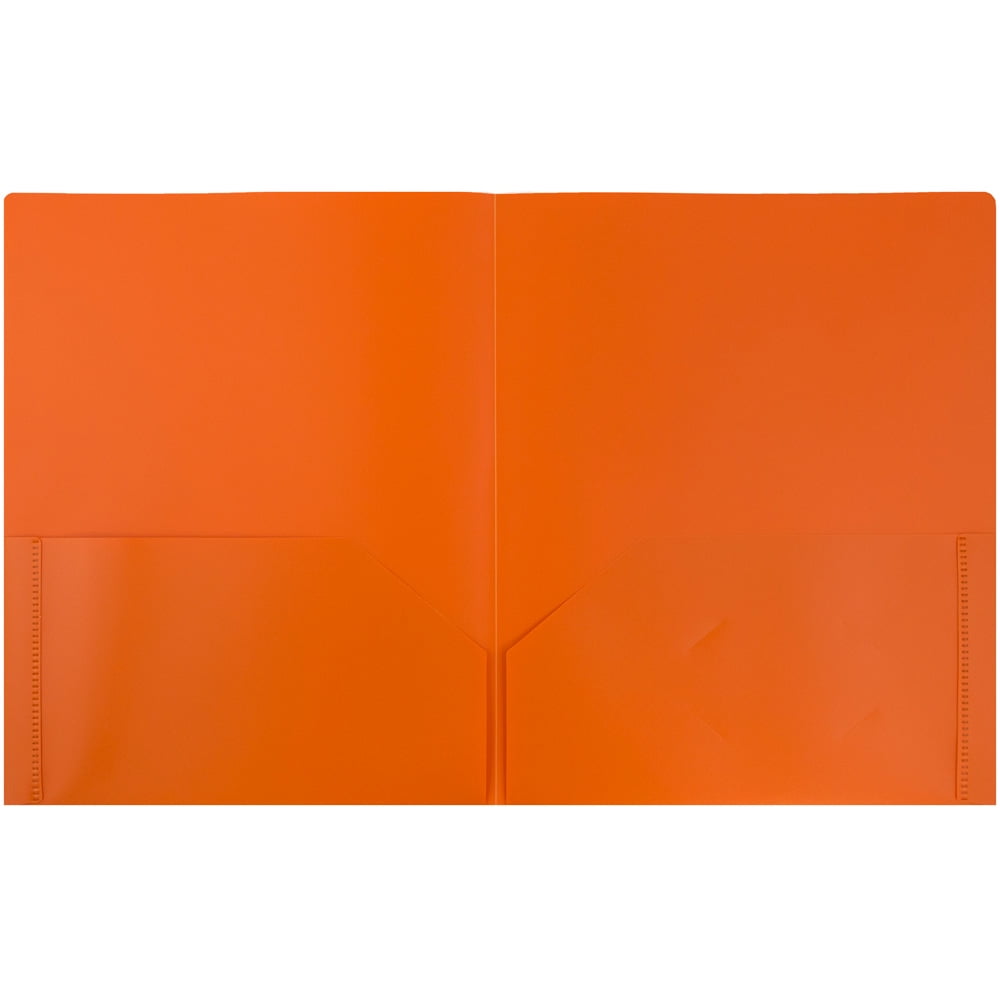 JAM Paper Plastic 2 Pocket School POP Folders, Orange, 6 per Pack