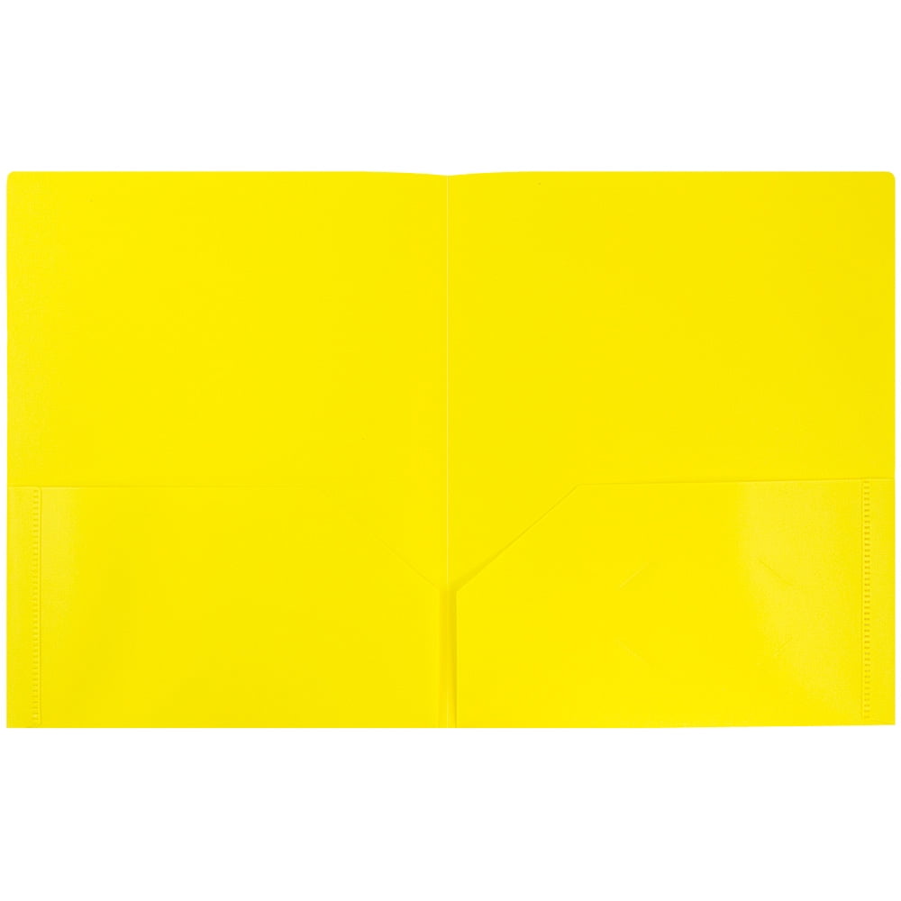 JAM Paper Plastic 2 Pocket School POP Folders, Yellow, 6 per Pack