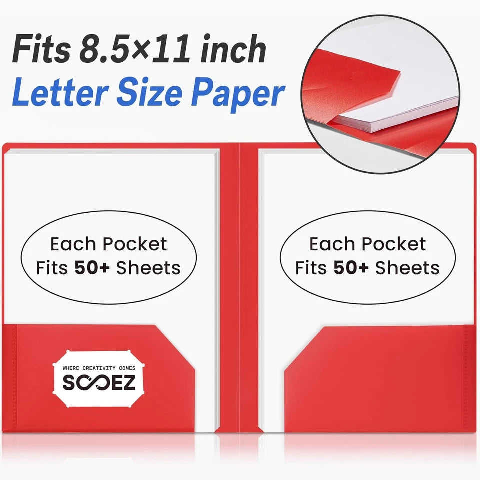 Plastic Folders With Pockets, 2 Pocket Folders Bulk, Heavy Duty File Folders