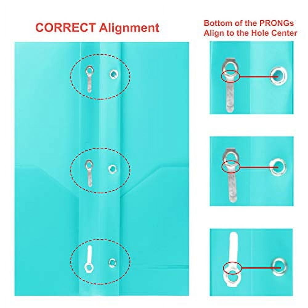 Youngever 12 Pack Heavy Duty Plastic Two Pocket Folders with 3 Prongs, Metal Prongs Fastener, Heavy Duty Plastic 2 Pocket Folder, in 6 Colors