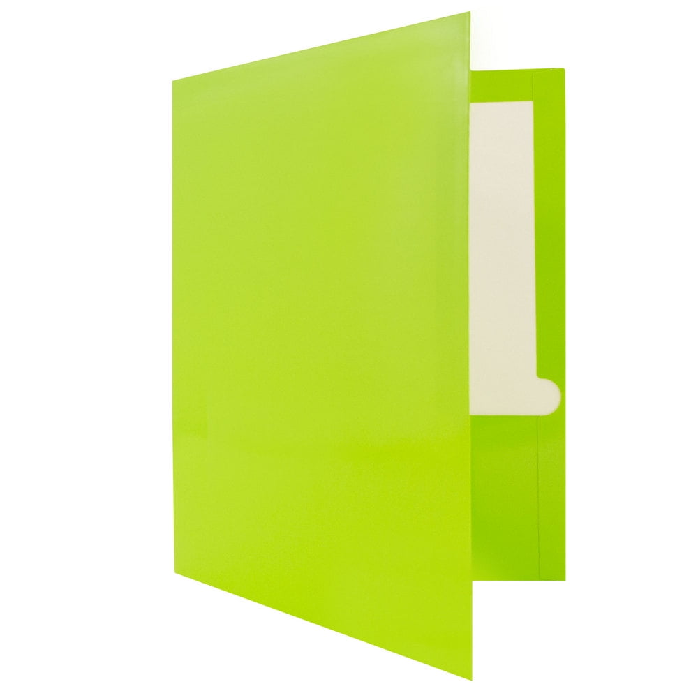 JAM Paper Glossy Two Pocket Folders, Lime Green, 6/Pack