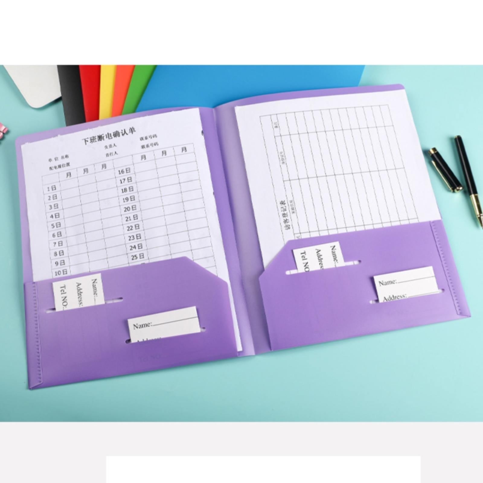 Plastic Pocket File Folders No Prongs, Poly Folders with Prongs for School Office, Letter Size Colored 2 Pocket Folders No Prong Folders, Heavy Duty Plastic Folders with Pockets and No Brads(Black)