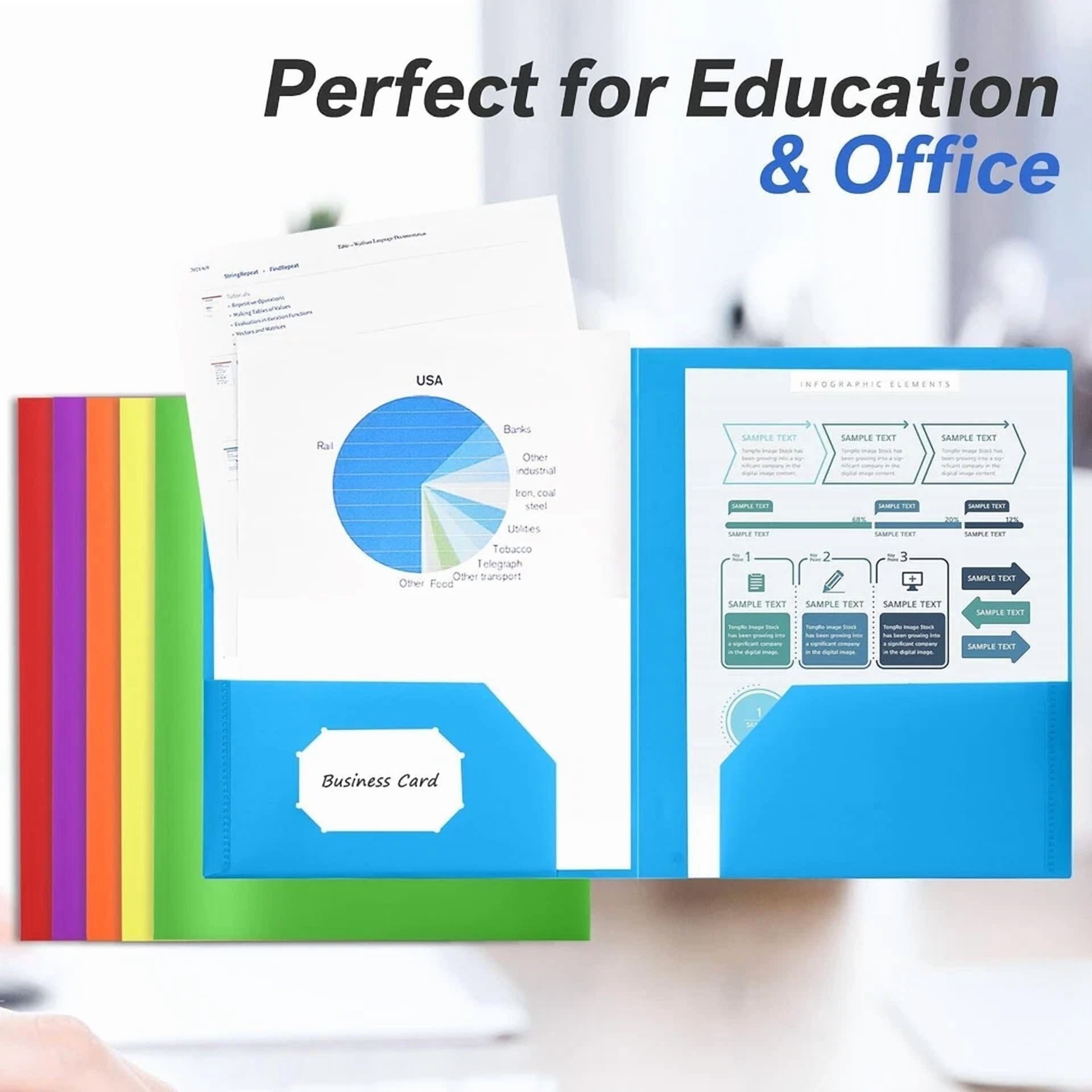 3 Pack 2-Pocket Folders With Labels, Heavy Duty Plastic Folders With Pockets, Pl