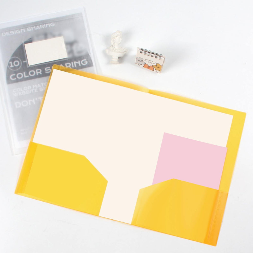 ZOURIH Plastic Folders with Pockets , 2 Pocket Poly Folders for School, Home or Office, Durable Acid-Free Poly, Includes Removable Adhesive Labels（2 Pack）