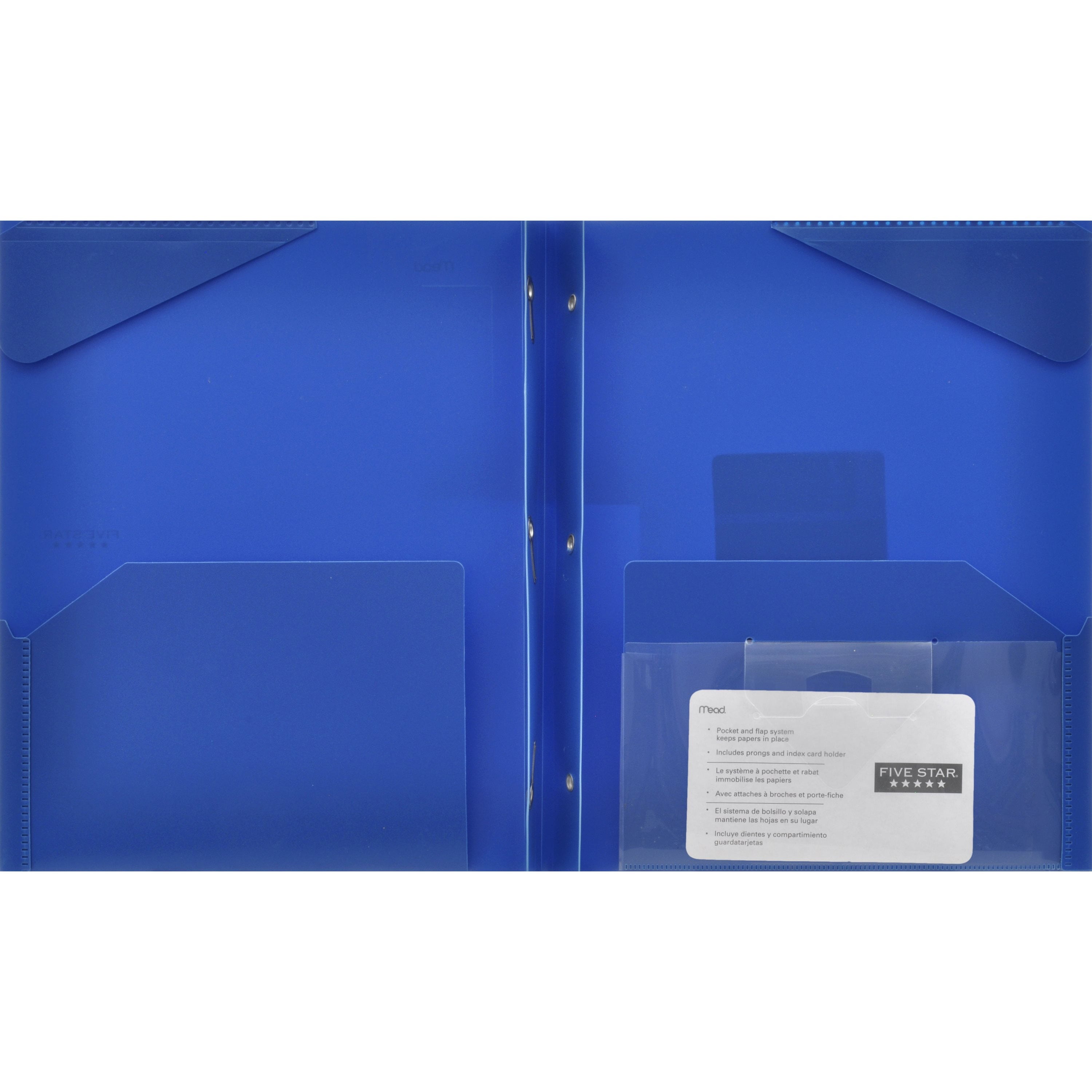 Five Star 2-Pocket Stay-Put Plastic Folder, Assorted Colors (72115)