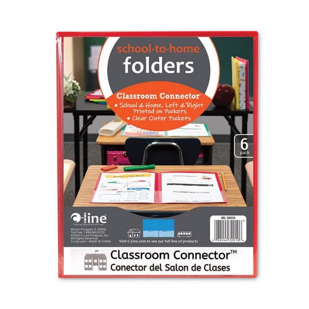 Classroom Connector Folders, 11 X 8.5, Clear/assorted, 6/pack | Bundle of 5 Packs