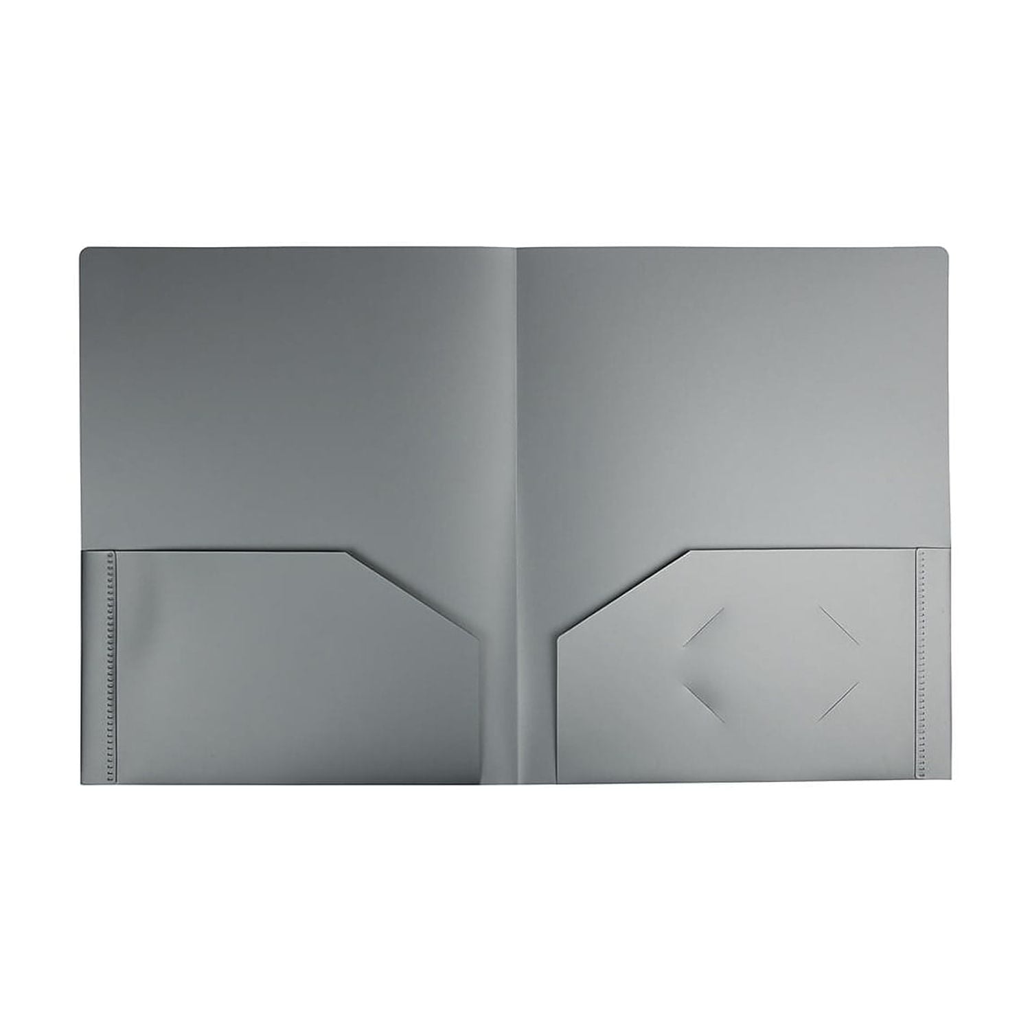 JAM Paper Heavy Duty Plastic 2 Pocket School Folders, Silver, 6/Pack