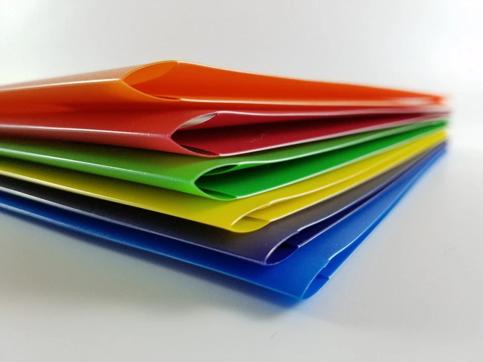 Heavy Duty Plastic Folders With 2 Pockets Letter Size, Pack Of 6, Primary Colors