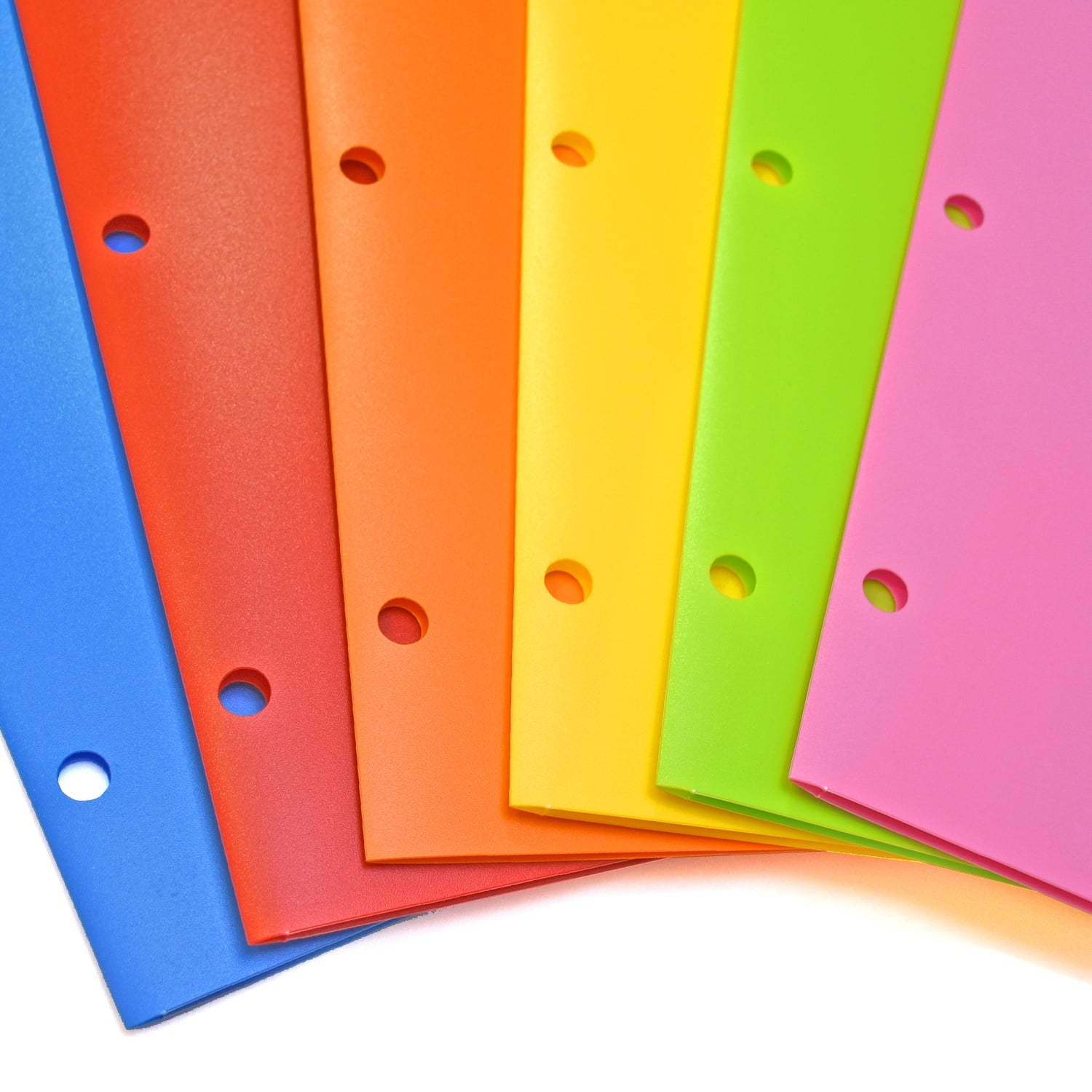 RYWESNIY 4 Pocket Plastic Folders,3 Hole Punch School Folders for 3 Ring Binder,Letter Size, Assorted Colors, 6 Pack
