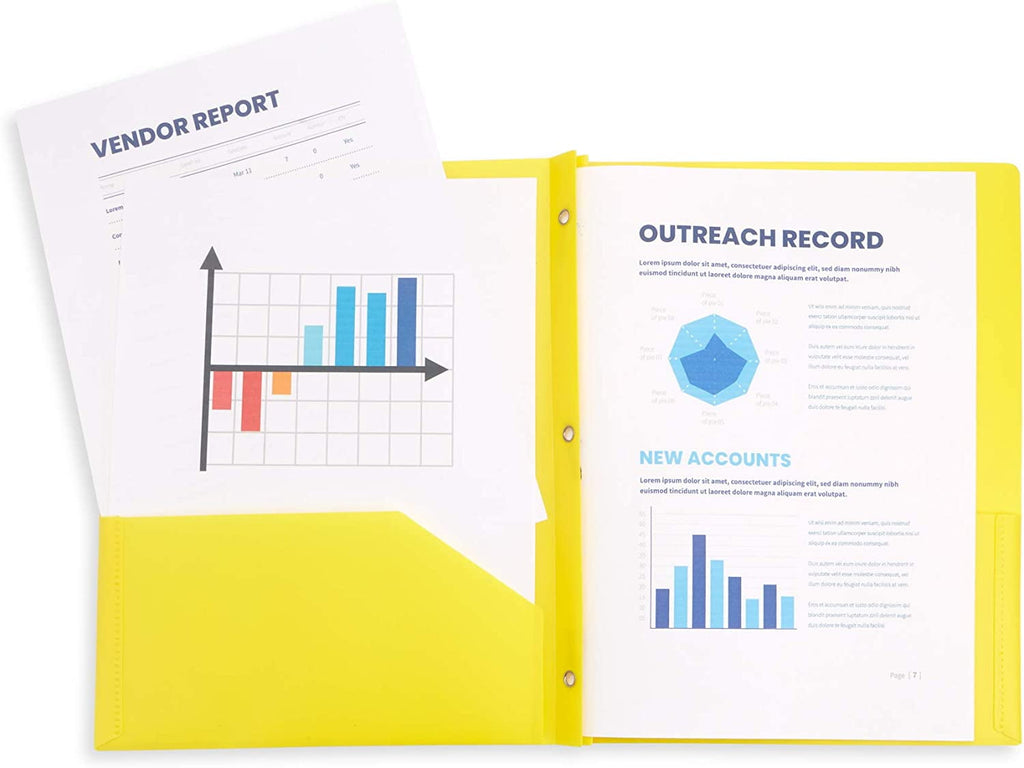 M·SOUTGONE 6 Pack Multicolor Plastic Folders with 3 Prongs, Ideal for School, College, Home, and Office