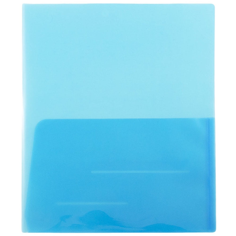 JAM Paper Plastic Regular Weight Folders, Blue, 6/Pack, Two Pocket