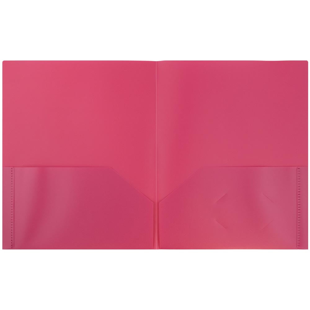 JAM Paper Plastic 2 Pocket School POP Folders, Fuchsia Hot Pink, 6/Pack