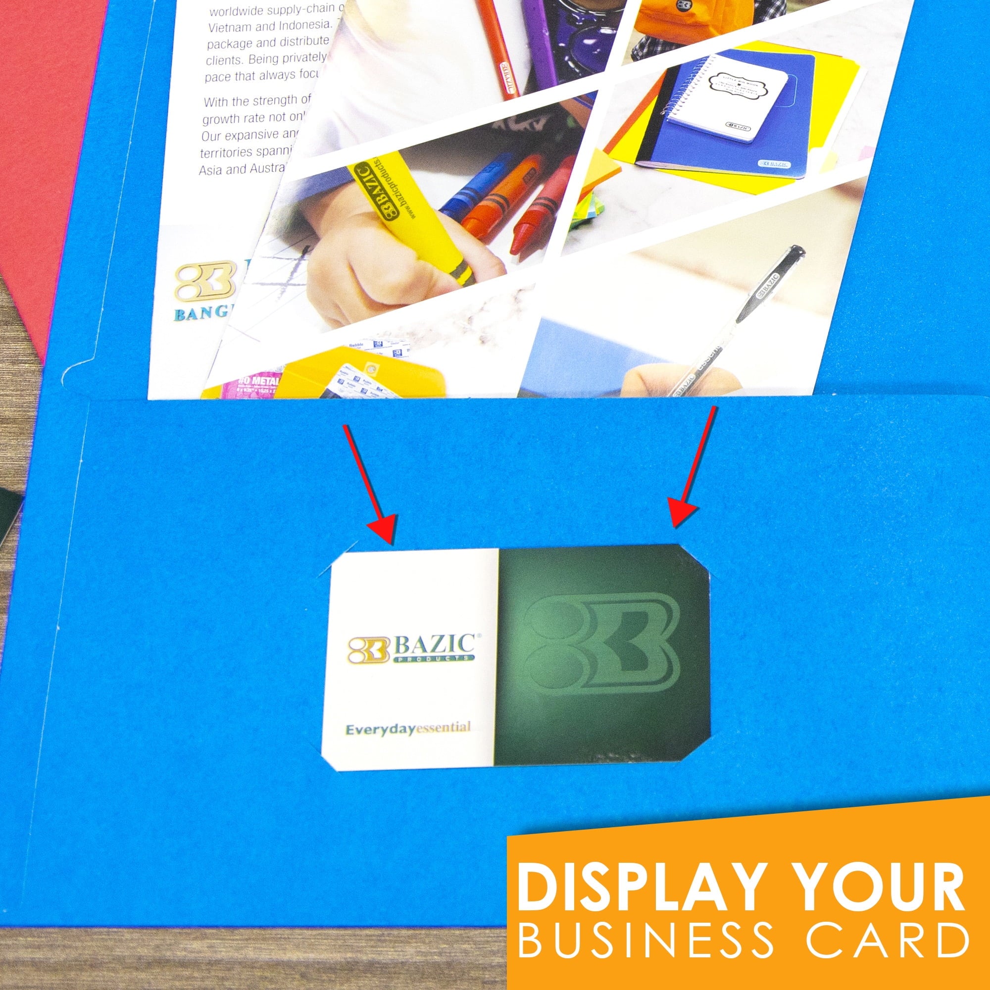 Bazic Products 306001-100 2 Pocket Paper Portfolio, Assorted Colors