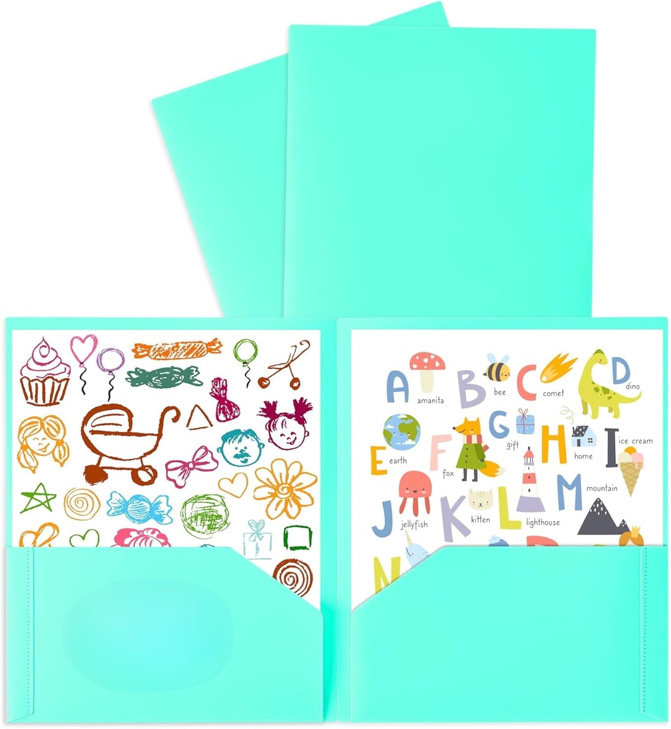 Plastic Folders with Pockets (7 Pack, Light Green), Durable Heavy Duty File Folders with Business Card Slot, 2-Pocket Folder for Schoolwork & Office,Letter Size