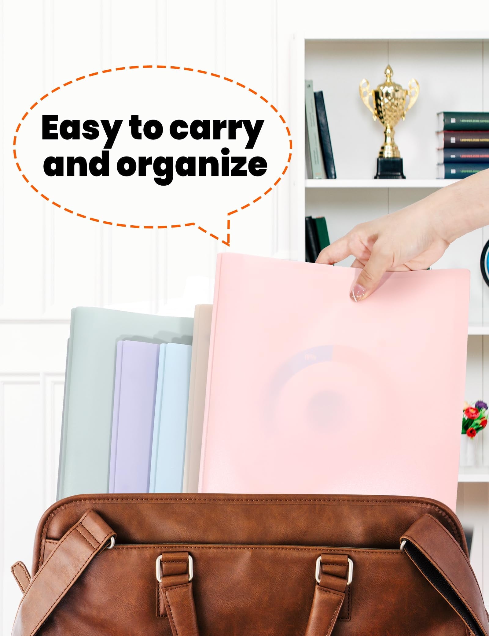 SUNEE 3-Prong Plastic Folders with Pockets 6 Color Heavy Duty Two Pocket Folder Business Card Holder for Work Home (Pastel Colors)