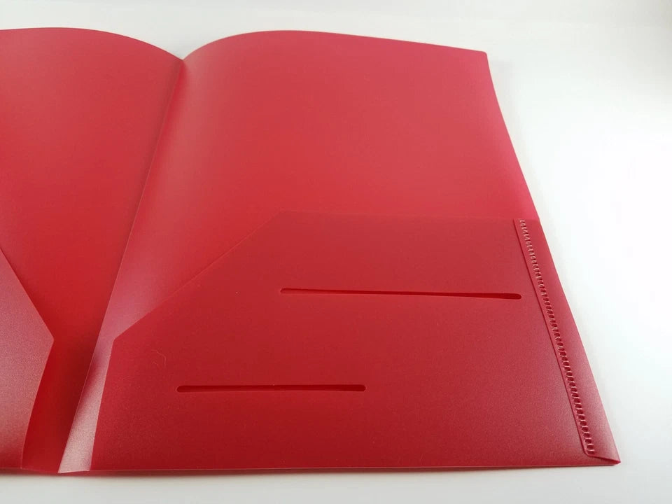 Heavy Duty Plastic Folders With 2 Pockets Letter Size, Pack Of 6, Primary Colors