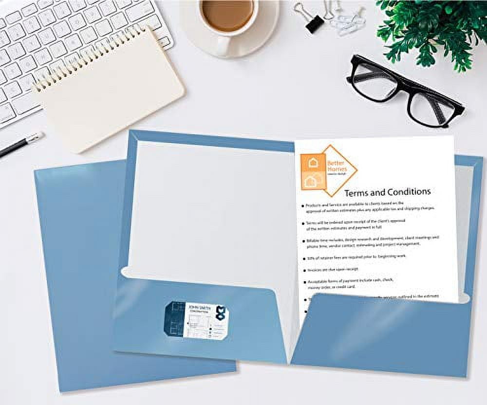 Better Office Products - Pocket folder - 2 compartments - for Letter A Size (8.5 in x 11 in) - capacity: 100 sheets - light blue (pack of 25)