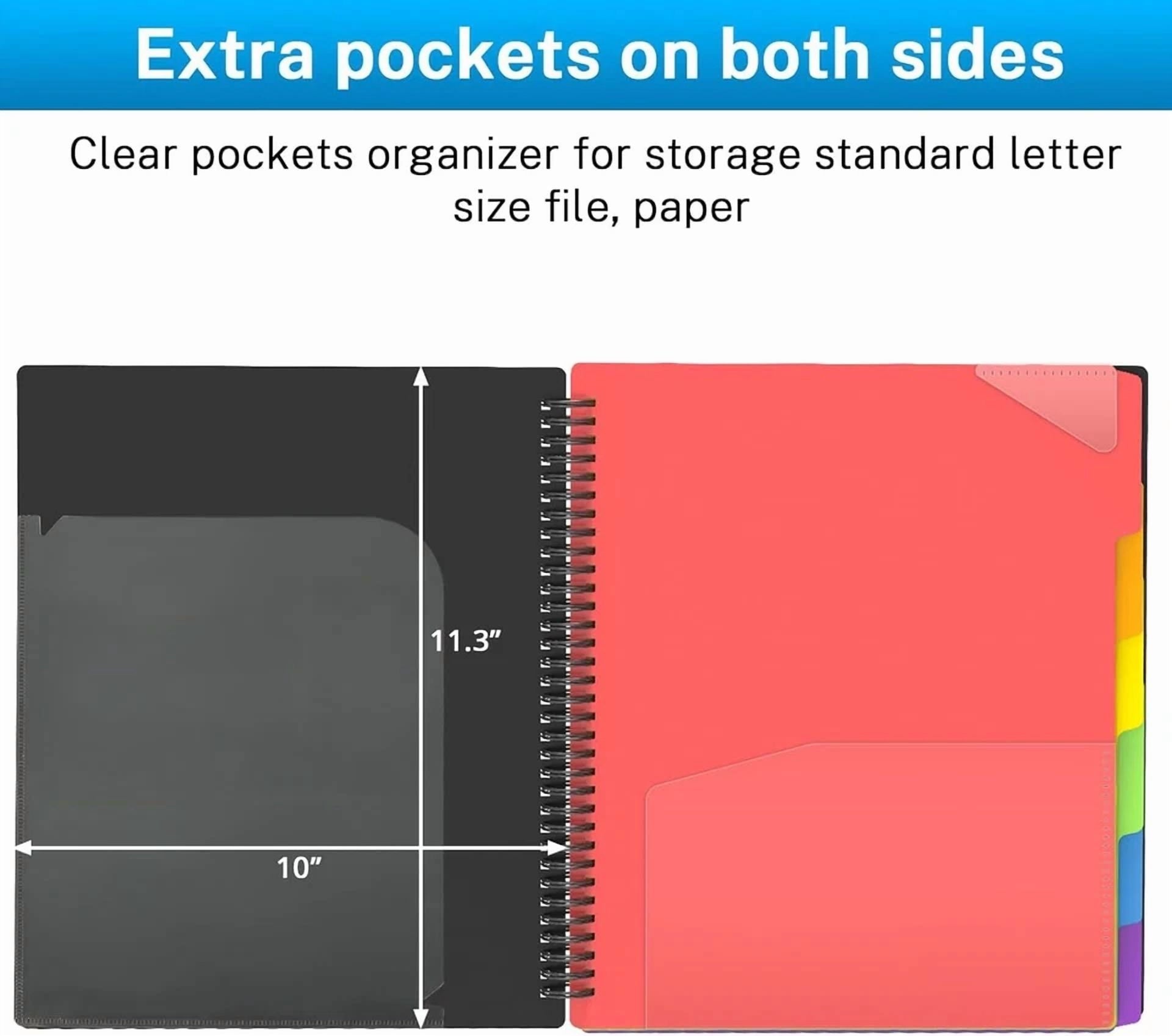 12 Pocket Plastic Folders With Pockets, 6 Colors Multi Pocket Folder Binder With