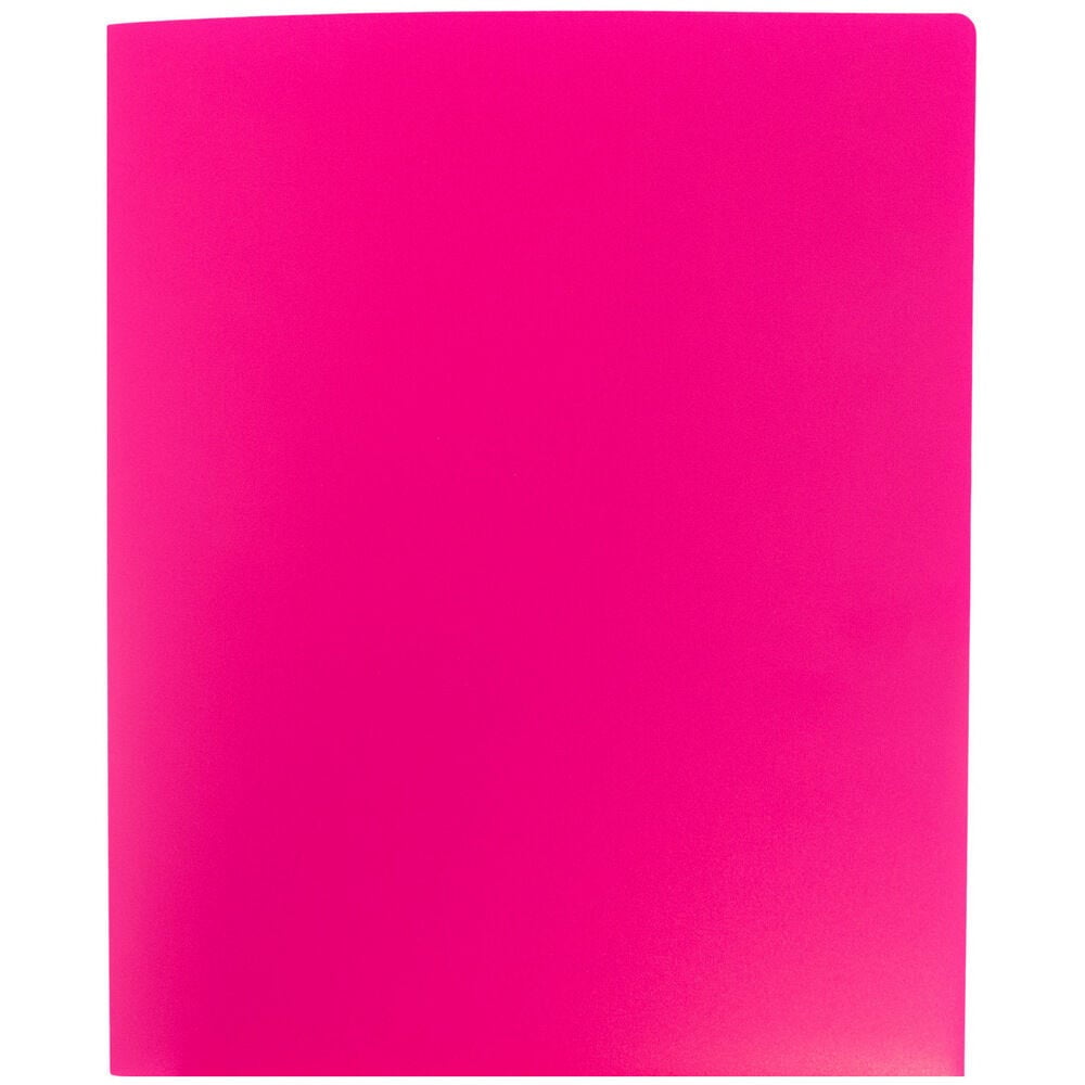 JAM Paper Heavy Duty Plastic 2 Pocket School Folders, Fuchsia Hot Pink, 3/Pack