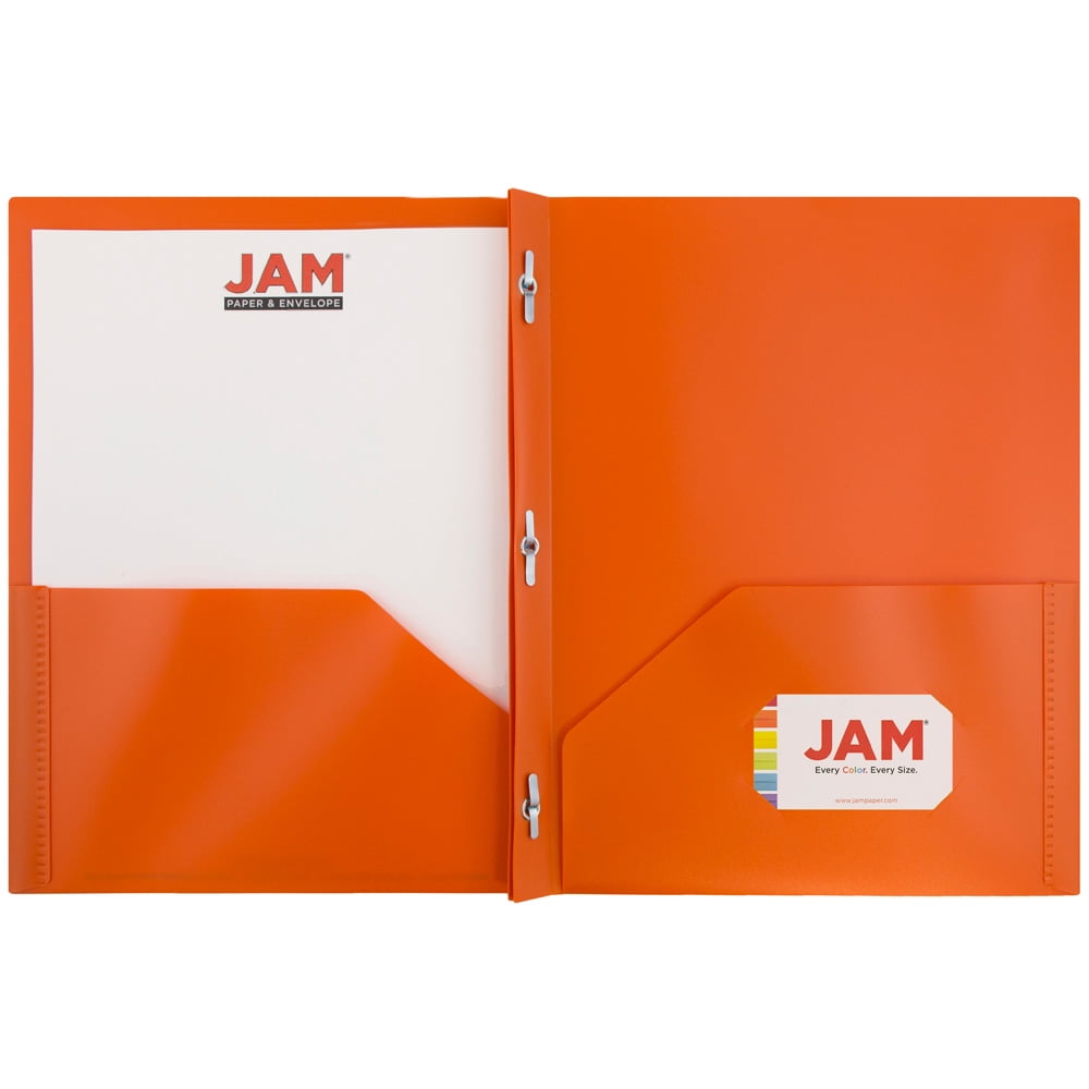 JAM Paper Medium Weight Plastic Presentation Folder with Clasps, Yellow, 6/Pack
