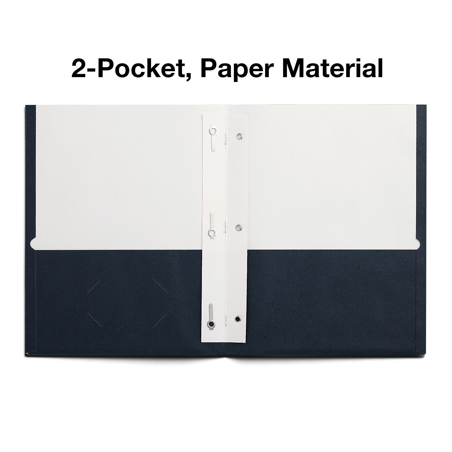 Staples Smooth 2-Pocket Paper Folder with Fasteners Navy 25/Box (50780/27547-CC) ST27547