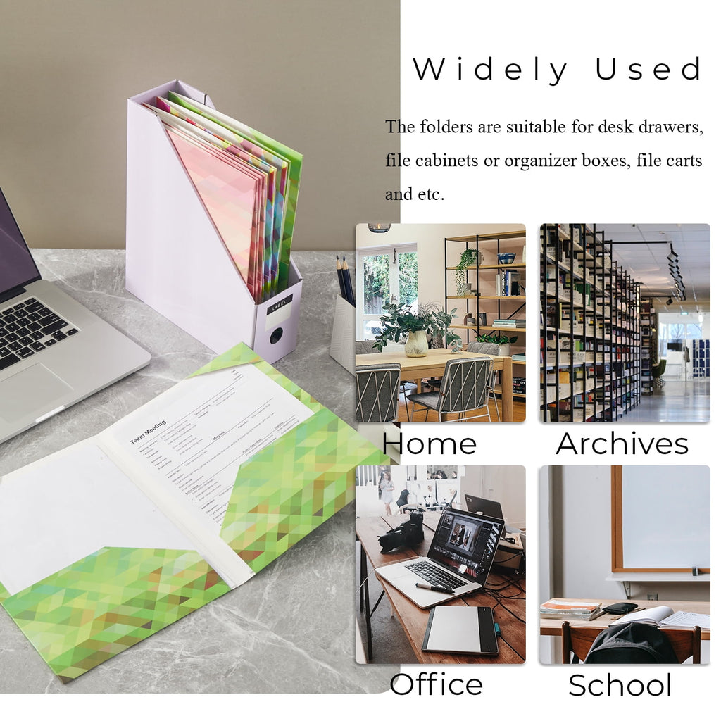 Y YOMA 6 Pack 2 Pocket Folder Letter Size Decorative Binder Folders with Pockets 3 Hole Punch Folder Paper Cute Project Folders Two Pocket 3 Ring File Folder for School Office Home, Abstract Design