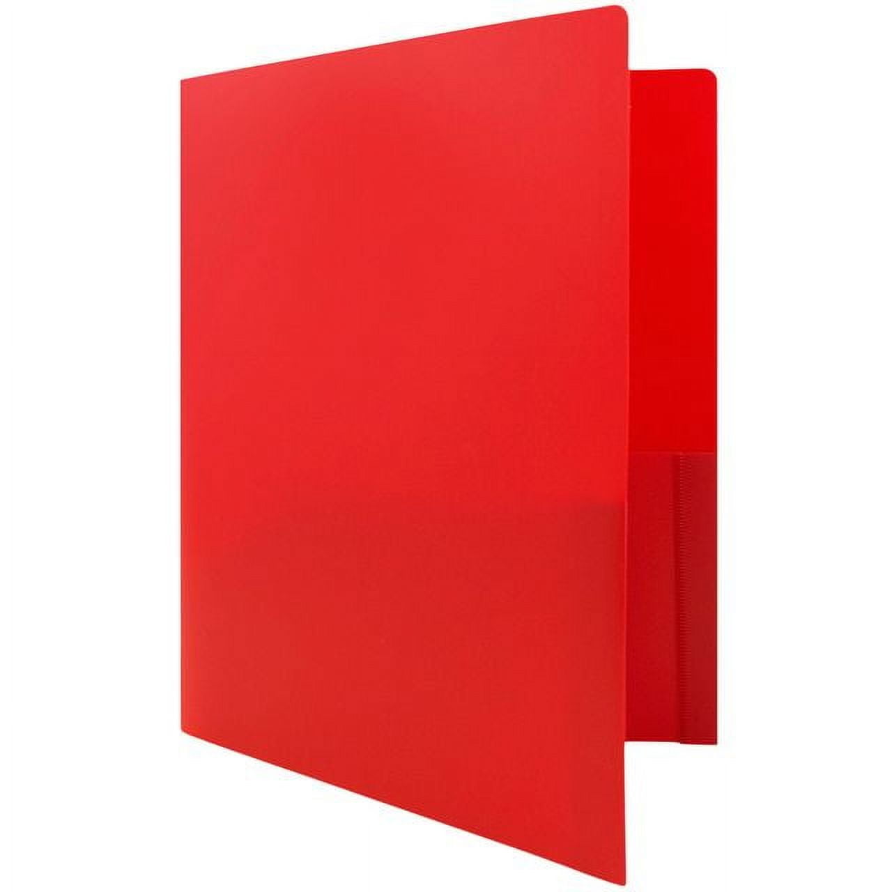 JAM Paper Plastic 2 Pocket School Folders, Red, 6/Pack
