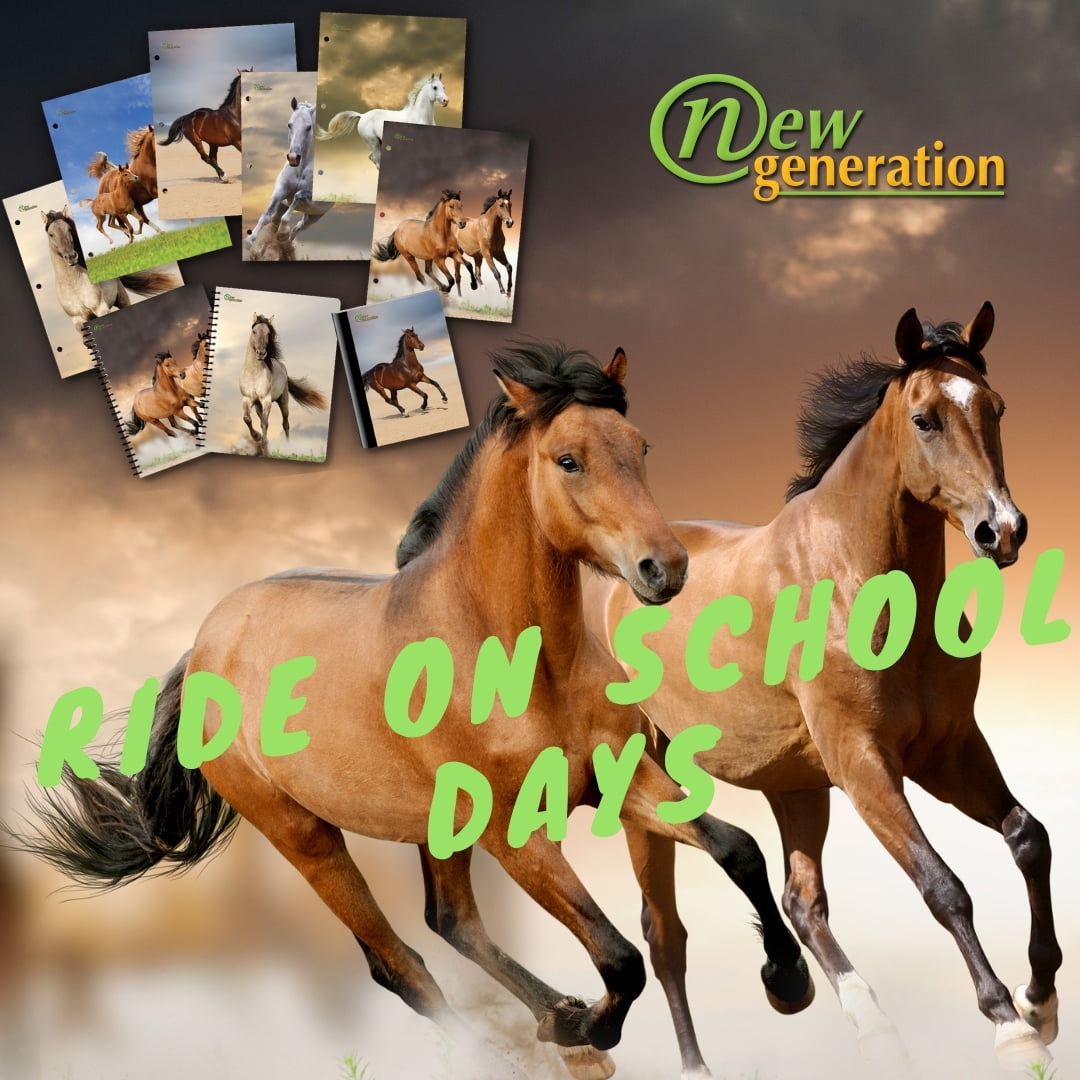 New Generation Letter Size 2-Pocket Folders, Assorted Horses Designs , 6 Pack