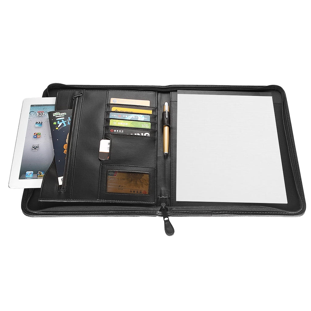 Bospa Padfolio Portfolio Folder/Multi Function Folder/Business Folder with Zippered Closure and Professional Leather (Black)