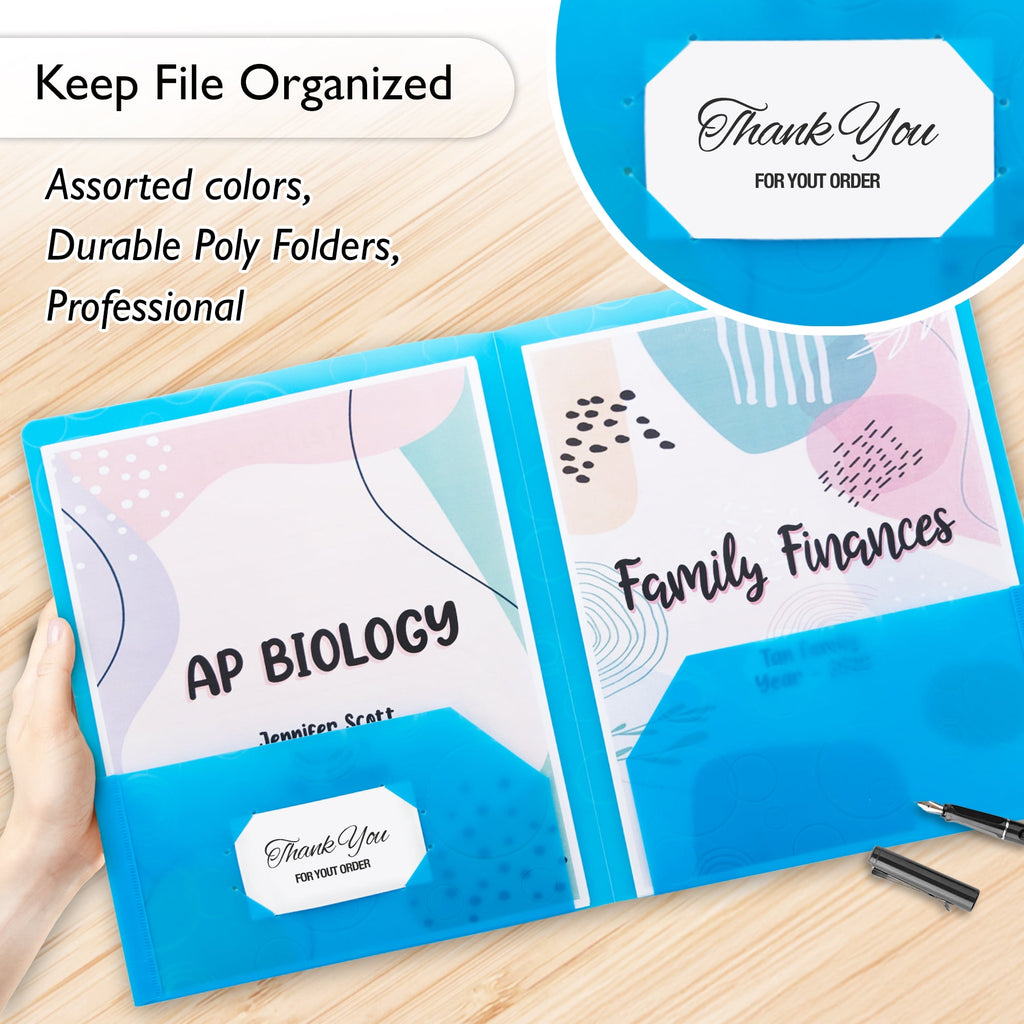 BAZIC 2 Pockets Poly Folder, Bubble Portfolio Document Folders, 48-Pack