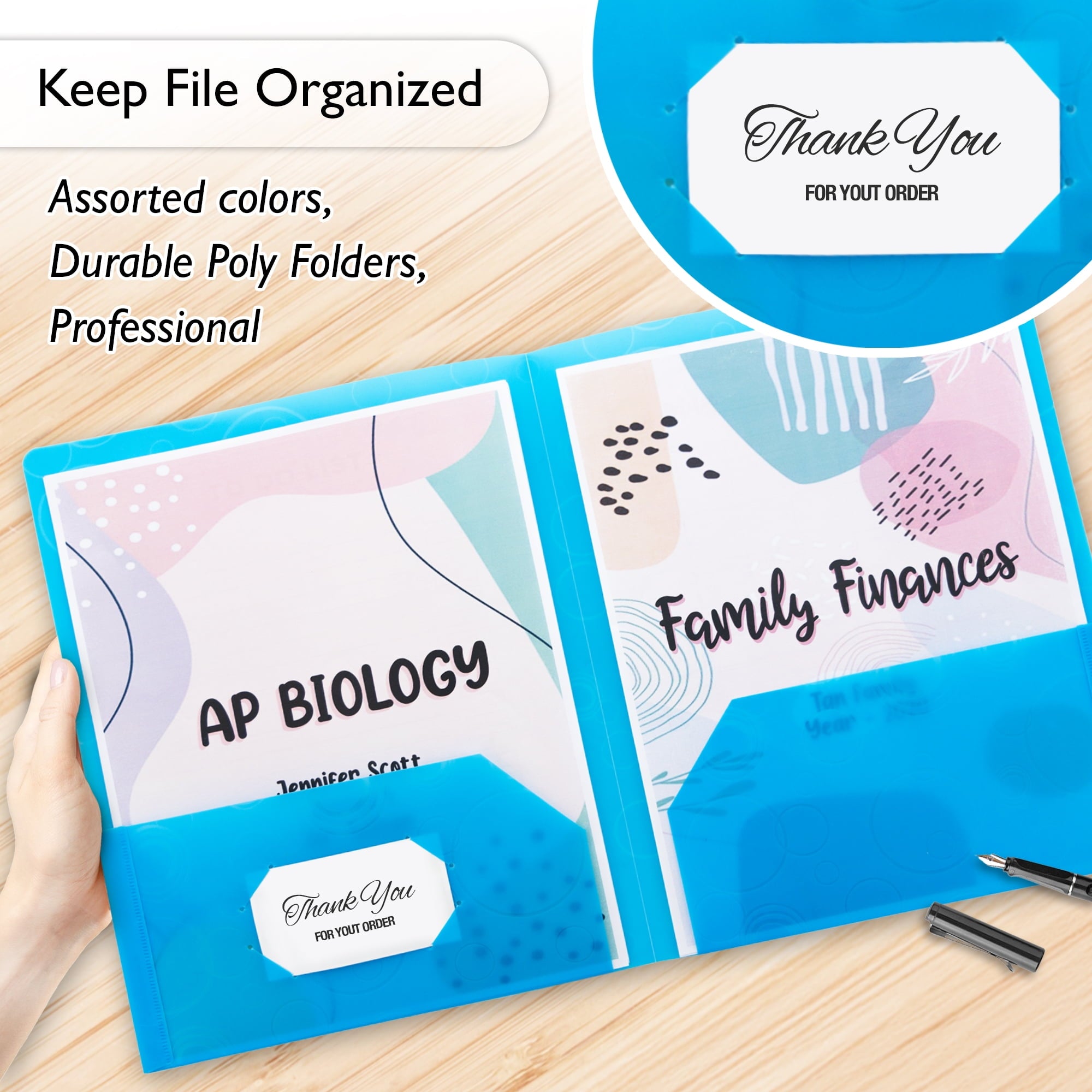 BAZIC 2 Pockets Poly Folder, Bubble Portfolio Document Folders, 48-Pack