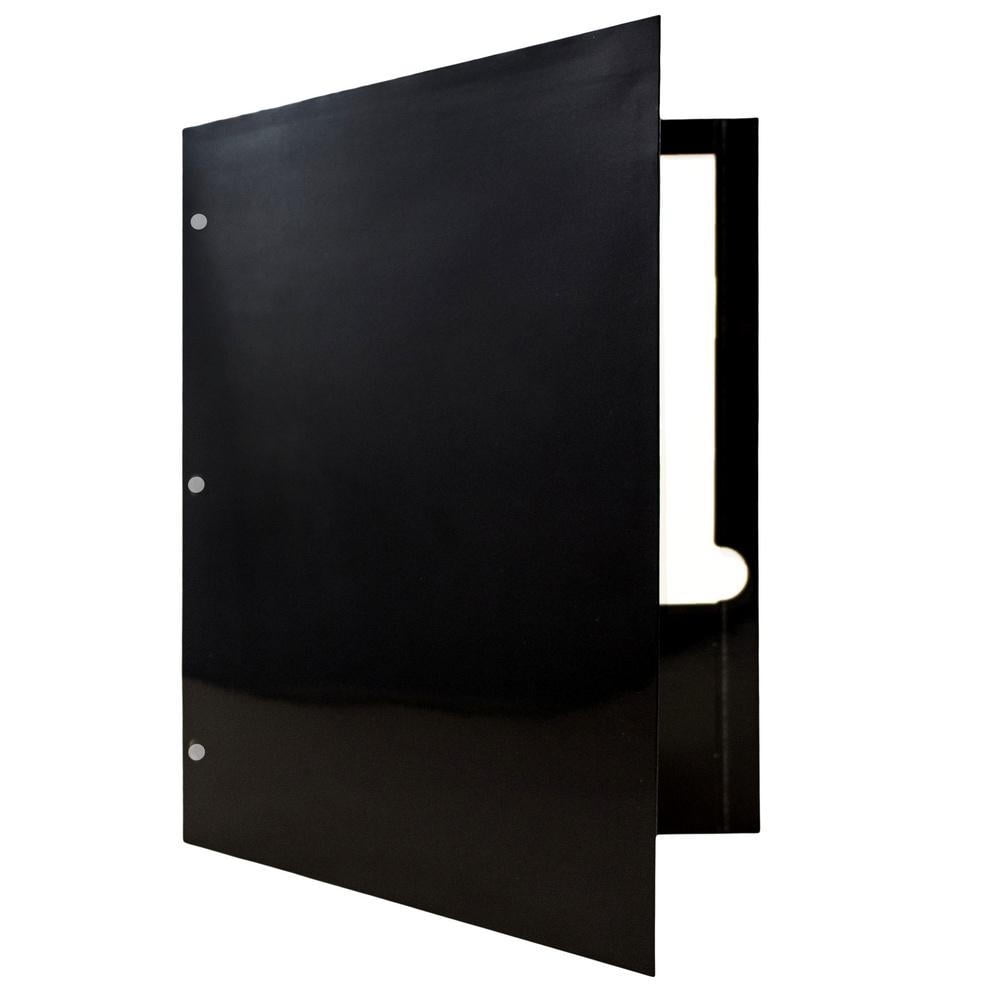 JAM Paper Glossy 3 Hole Punch Folders, Black, 6 per Pack