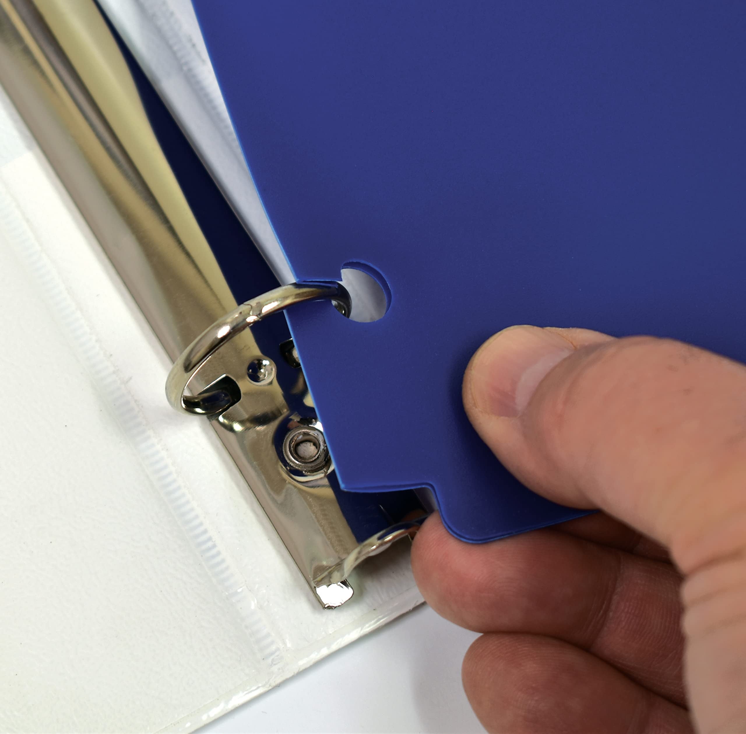 3 Hole Punch Pocket Folders, 10 Pack, Sturdy Plastic 2 Pocket Folders, Assorted Colors, Letter Size, Snap in Binder Folders with Business Card Slot, by Better Office Products, 10 Pack