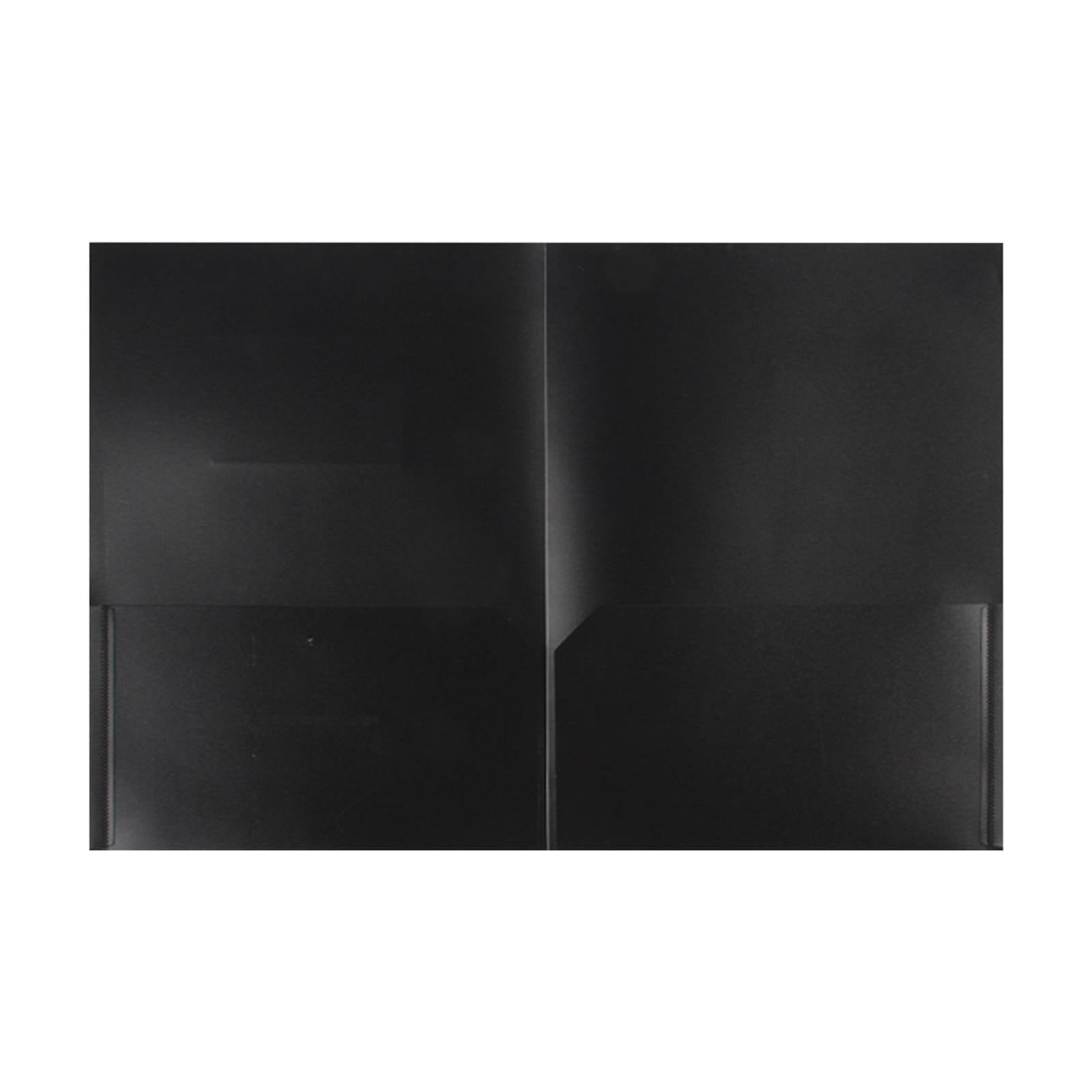 Heavy Duty Colored 2 Pocket Plastic Folders, Two Pocket Plastic Folders with Pockets for School, and Business Card Slot, Home, and Work (Black) 9.45x11.42"