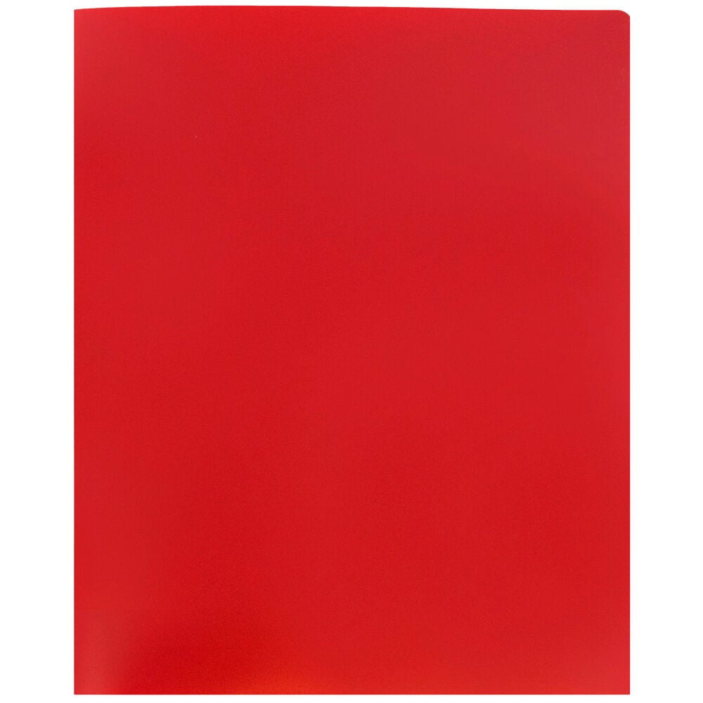 JAM Paper Heavy Duty Plastic 2 Pocket Extra Tough School Folders, Red, Bulk 48/Pack