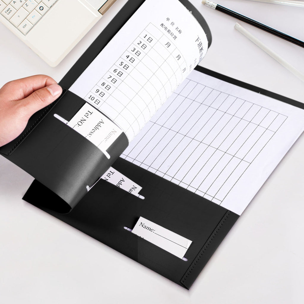 Heavy Duty Plastic Pocket Folders Letter Size, Document Organizers with Business Card Slot for Office Files, Plasti File Folders(Black)