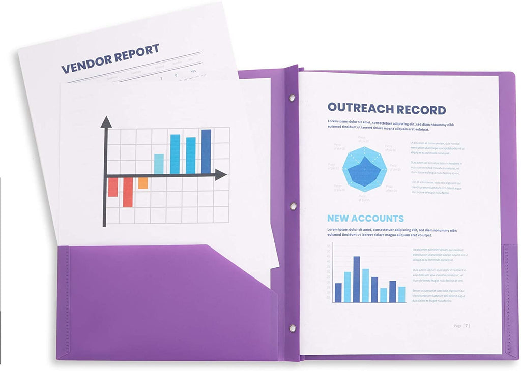 M·SOUTGONE 6 Pack Multicolor Plastic Folders with 3 Prongs, Ideal for School, College, Home, and Office
