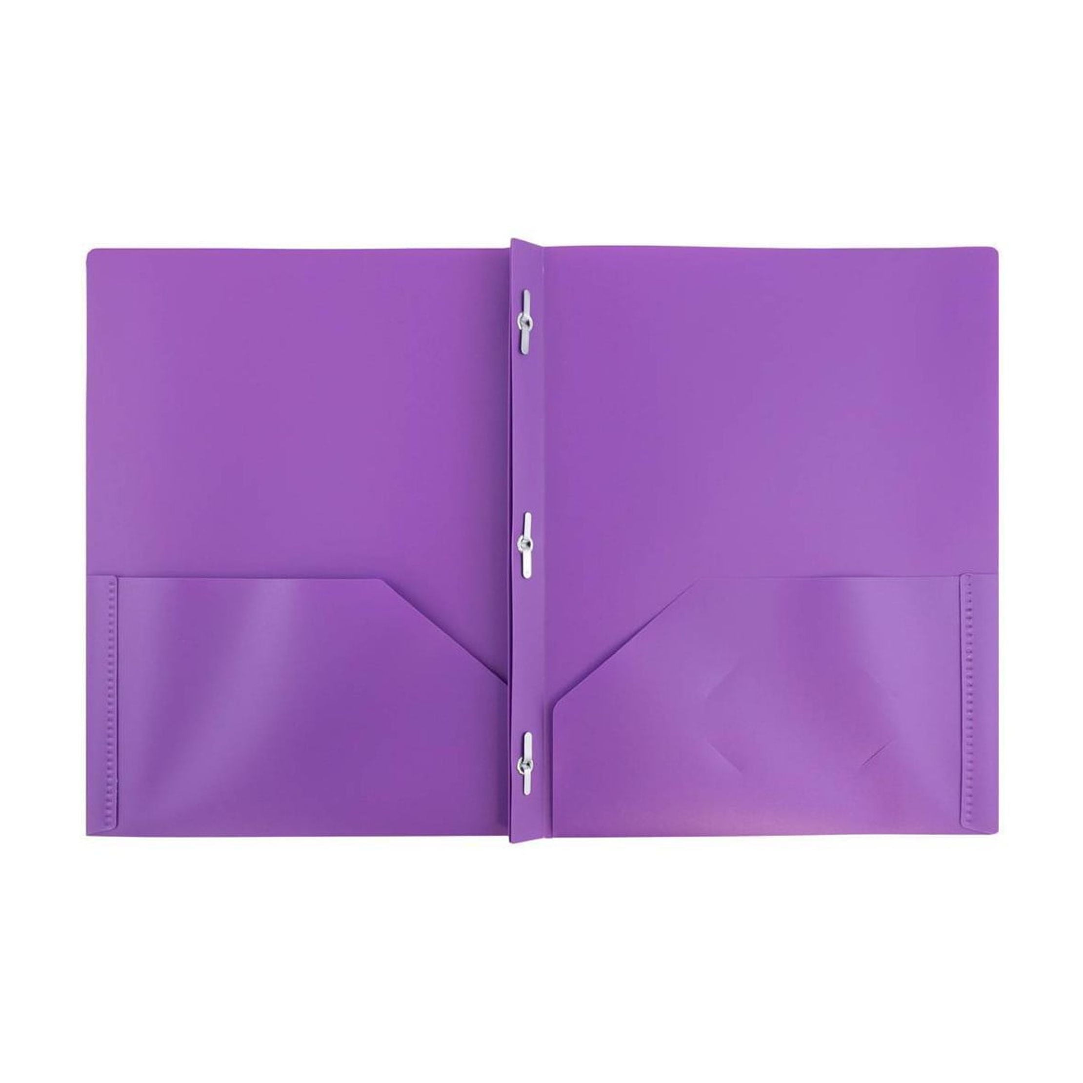 6pk POP 2 Pocket School Presentation Plastic Folders with Prong Fasteners Purple: Stationery, 100 Sheet Capacity