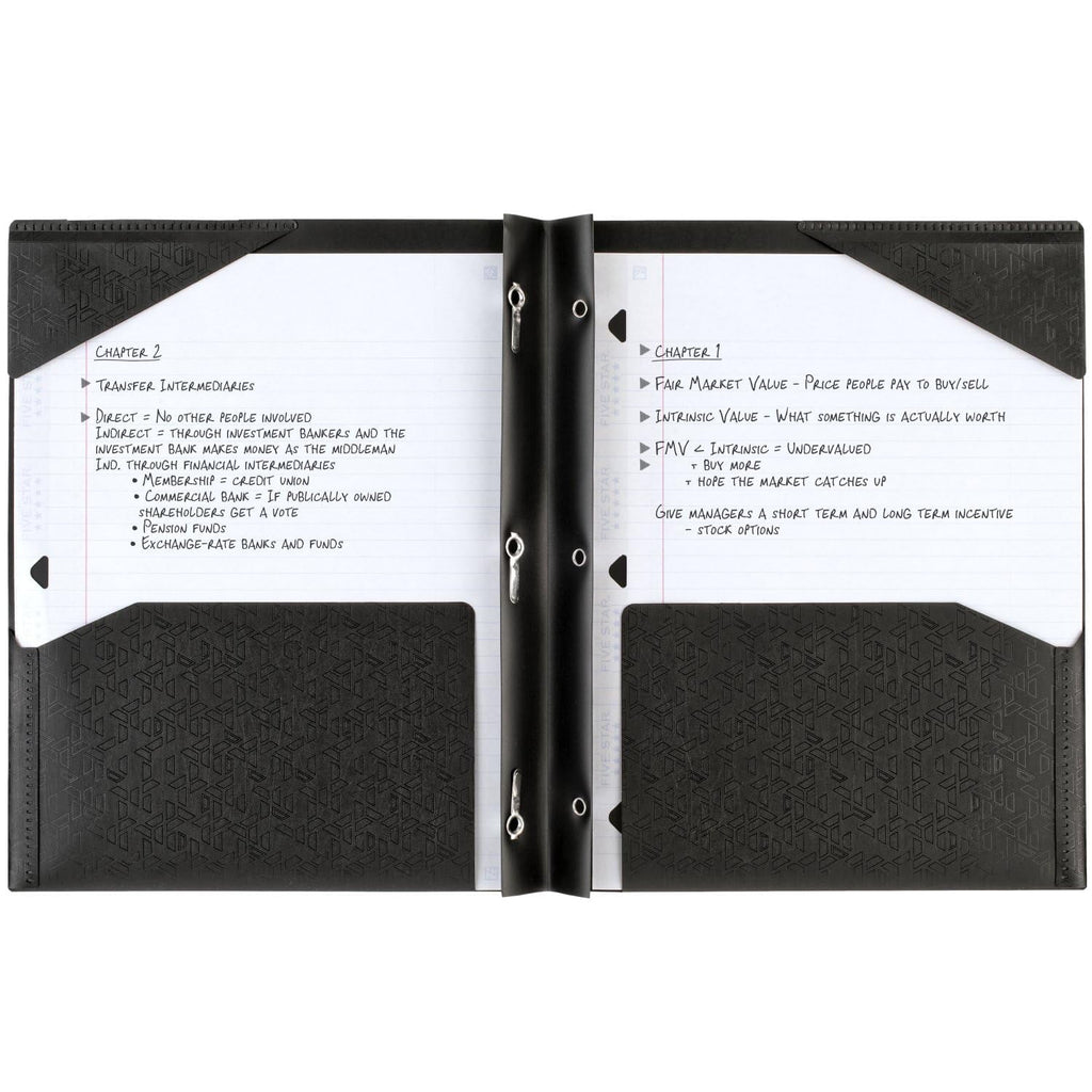 Five Star 2-Pocket Stay-Put Plastic Folder, Black (72113)