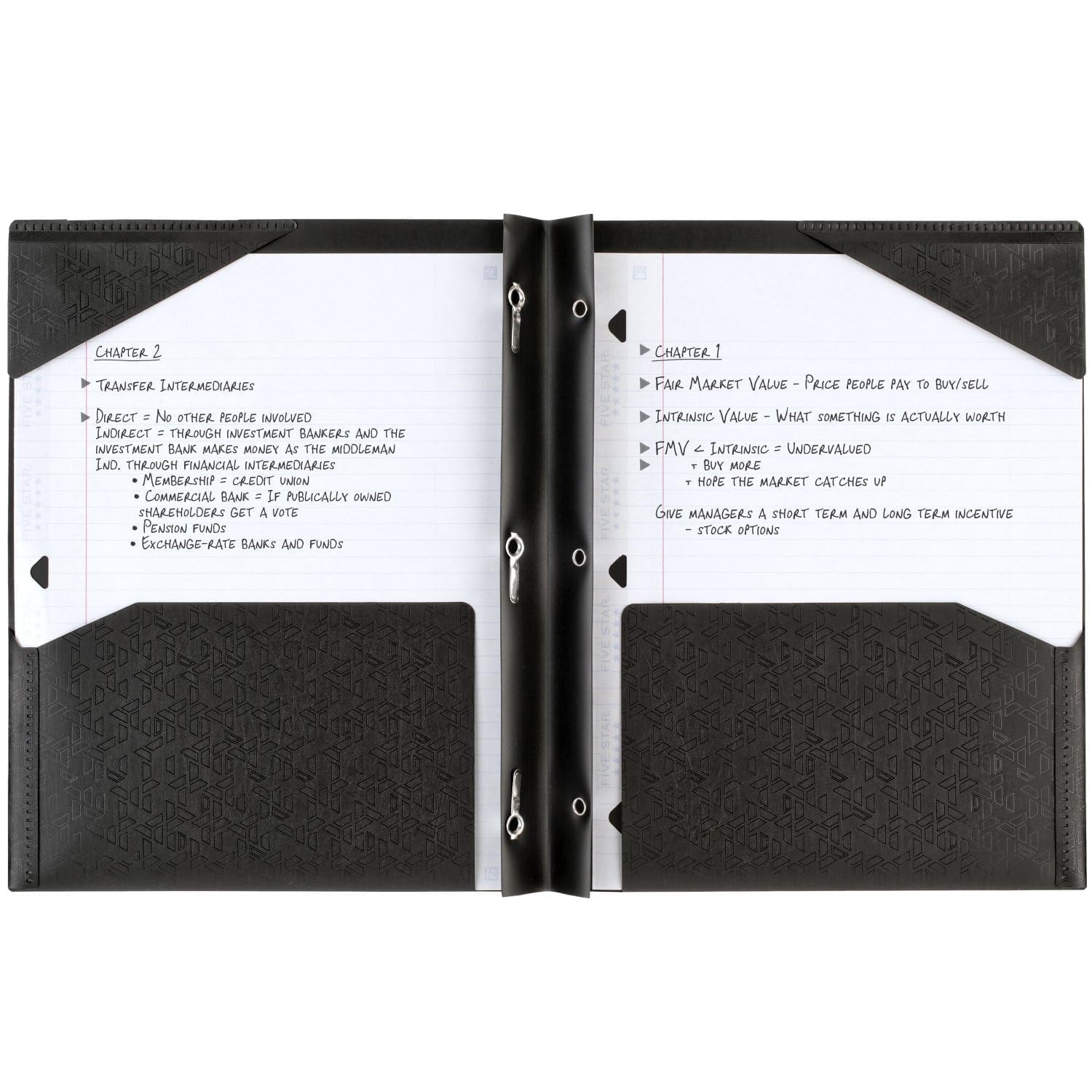 Five Star 2-Pocket Stay-Put Plastic Folder, Black (72113)