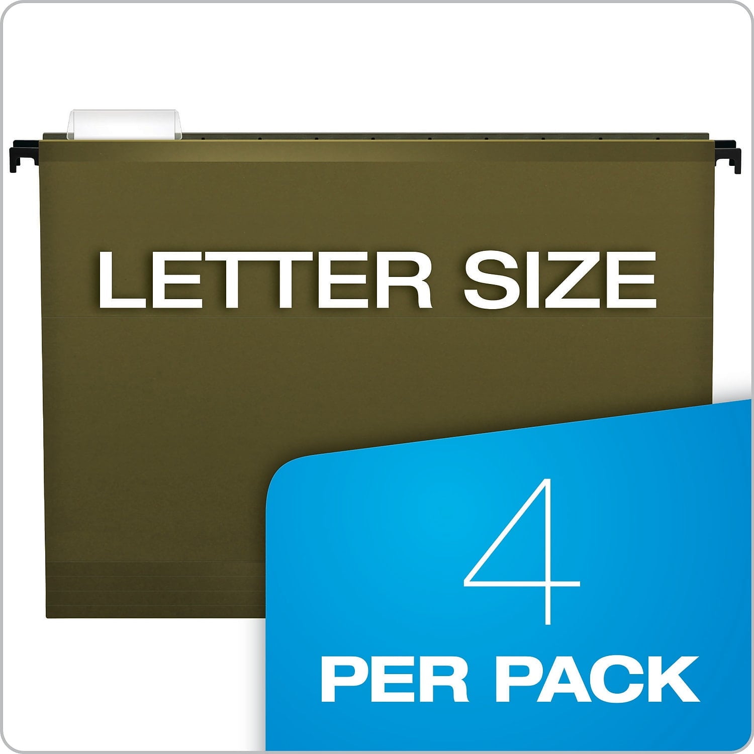 Pendaflex 09217 1/5-Cut Tabs SureHook Letter Size Hanging Pocket File - Standard Green (4/Pack)