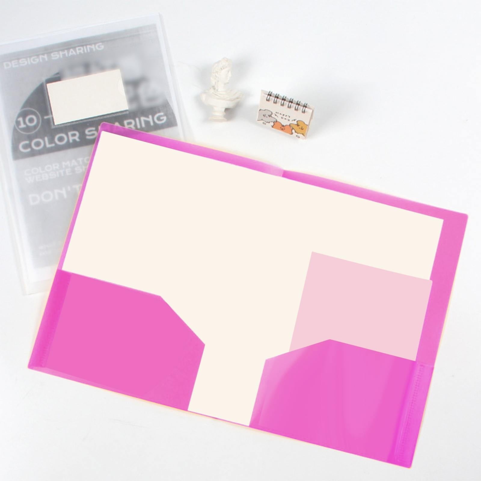 Plastic Pocket Folders No Prongs, Heavy Duty 2 Pocket Folders No Prong Folders, Plastic Folders with Pockets and No Brads, Colored Letter Size Poly Folders No Prongs for School Office(Purple)