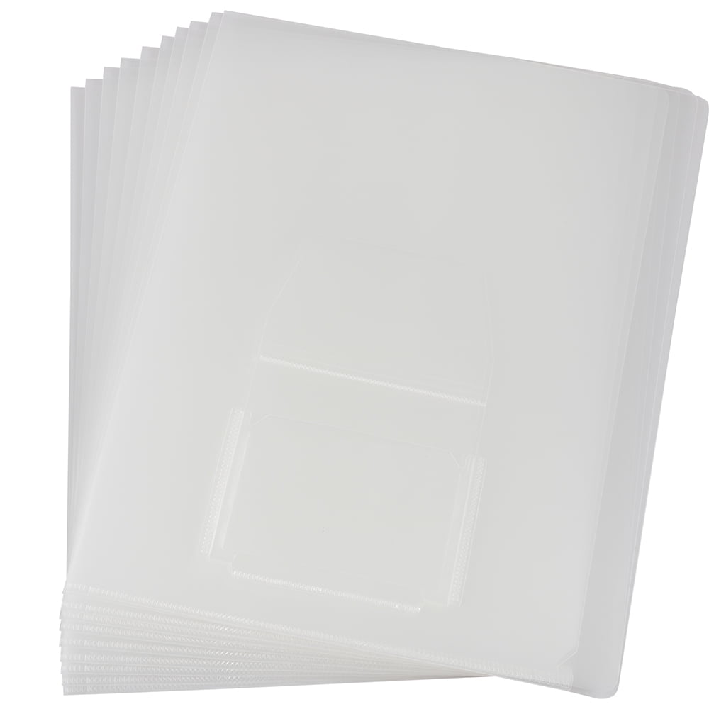 JAM Paper Plastic Sleeves with Mini Pocket, Clear, 9 x 11.5, 10/Pack