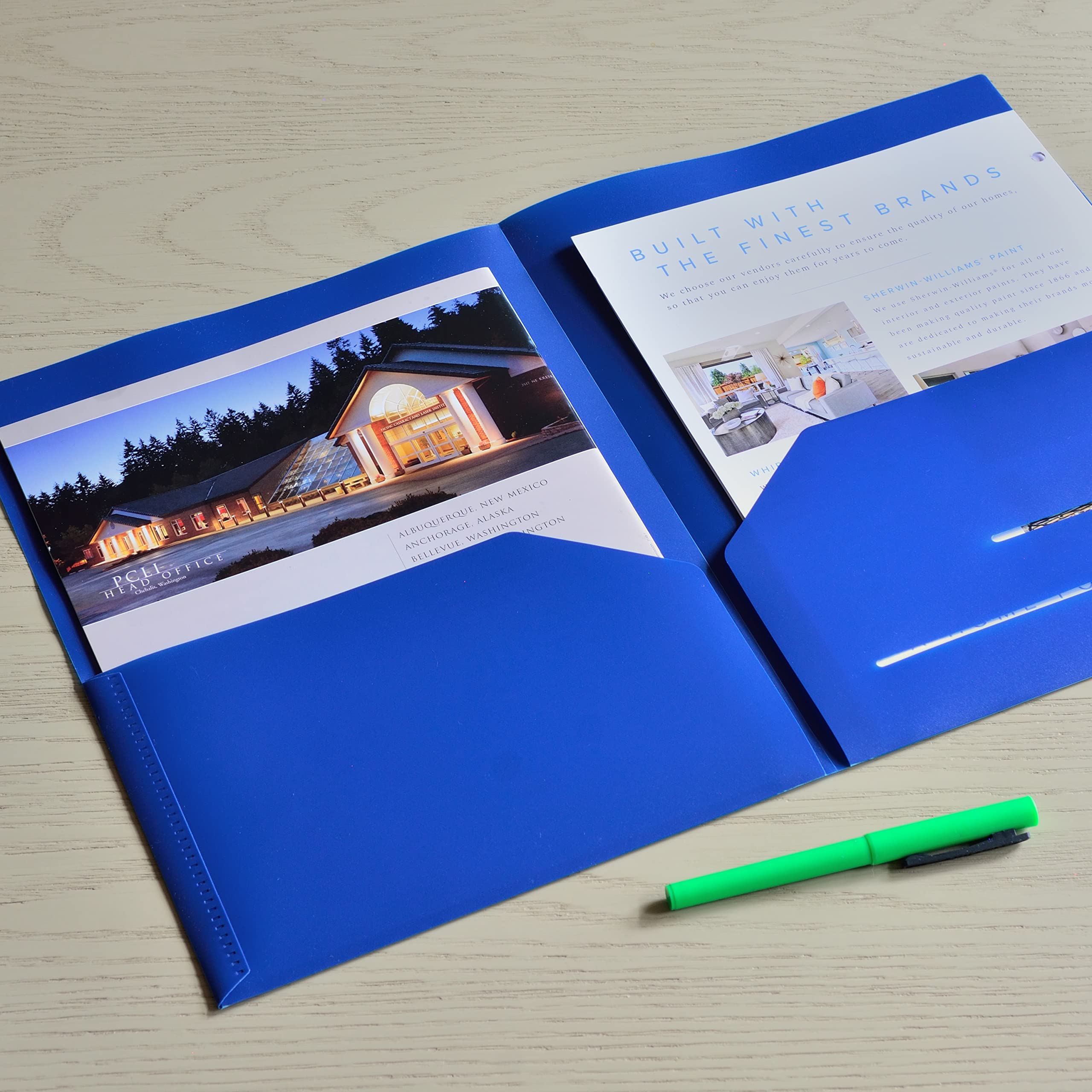 Youngever 6 Pack Heavy Duty Plastic Two Pocket Folders, Heavy Duty Plastic 2 Pocket Folder (Dark Blue)