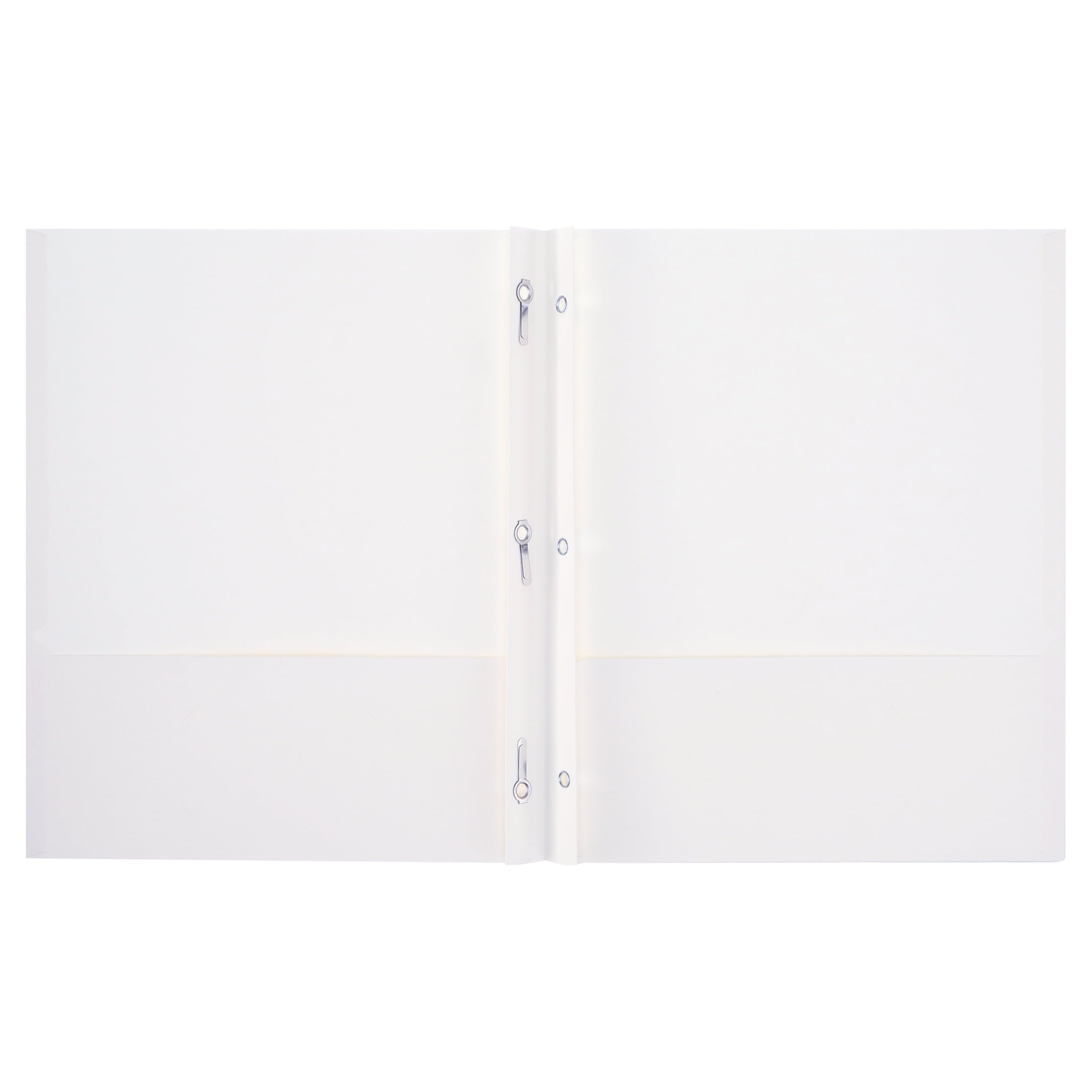 White Paper 2 Pocket Folders with Prongs, 50 Pack, by Better Office Products, Matte Texture, Letter Size Paper Folders, 50 Pack, with 3 Metal Prong Fastener Clips, White