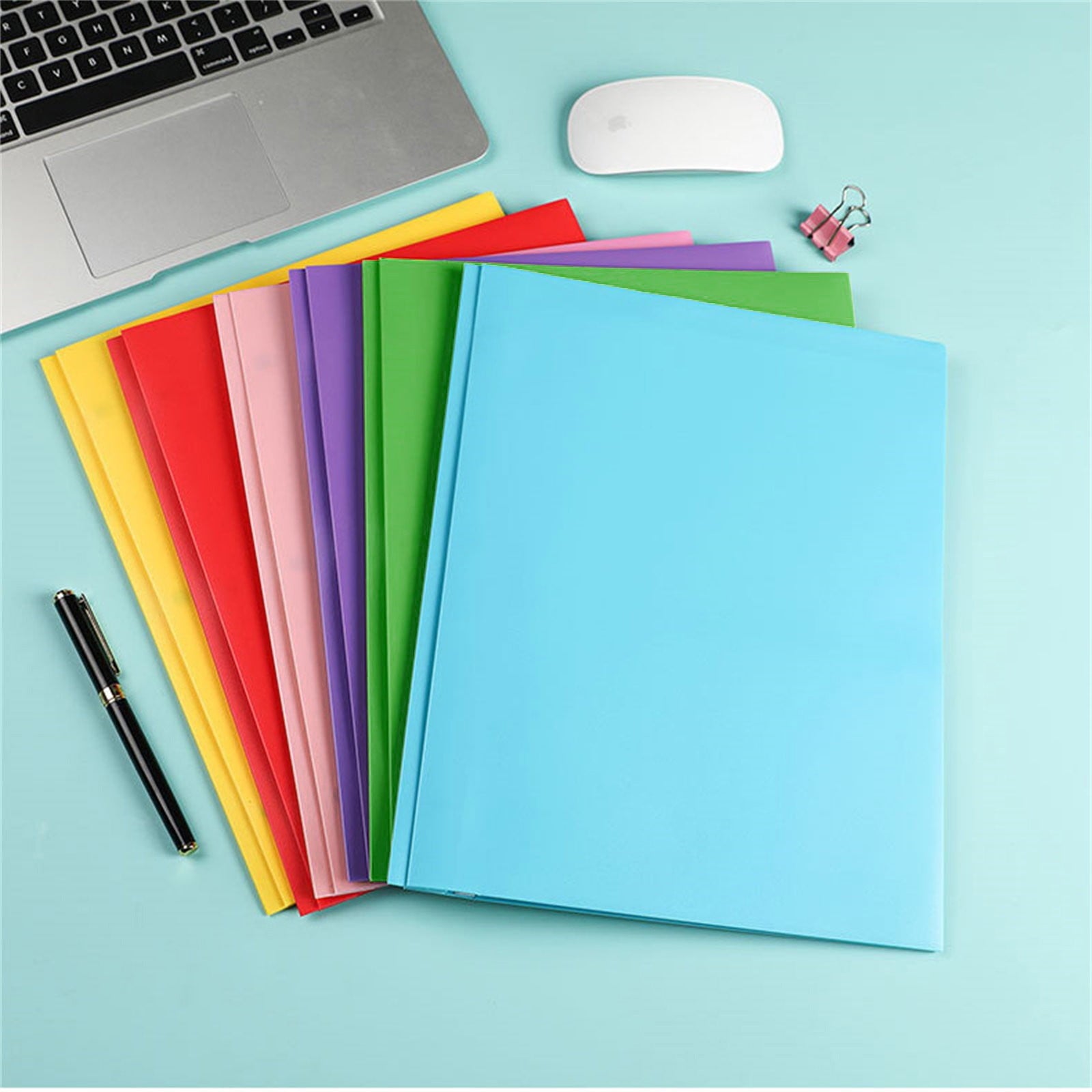 Plastic File Folders with Double-Pocket Heavy-Duty Two-Pocket Folders with Business Card Holder Heavy-Duty Plastic File Holders, Document Storage Folders,2-Pocket Plastic Folders,Letter Size(Yellow)